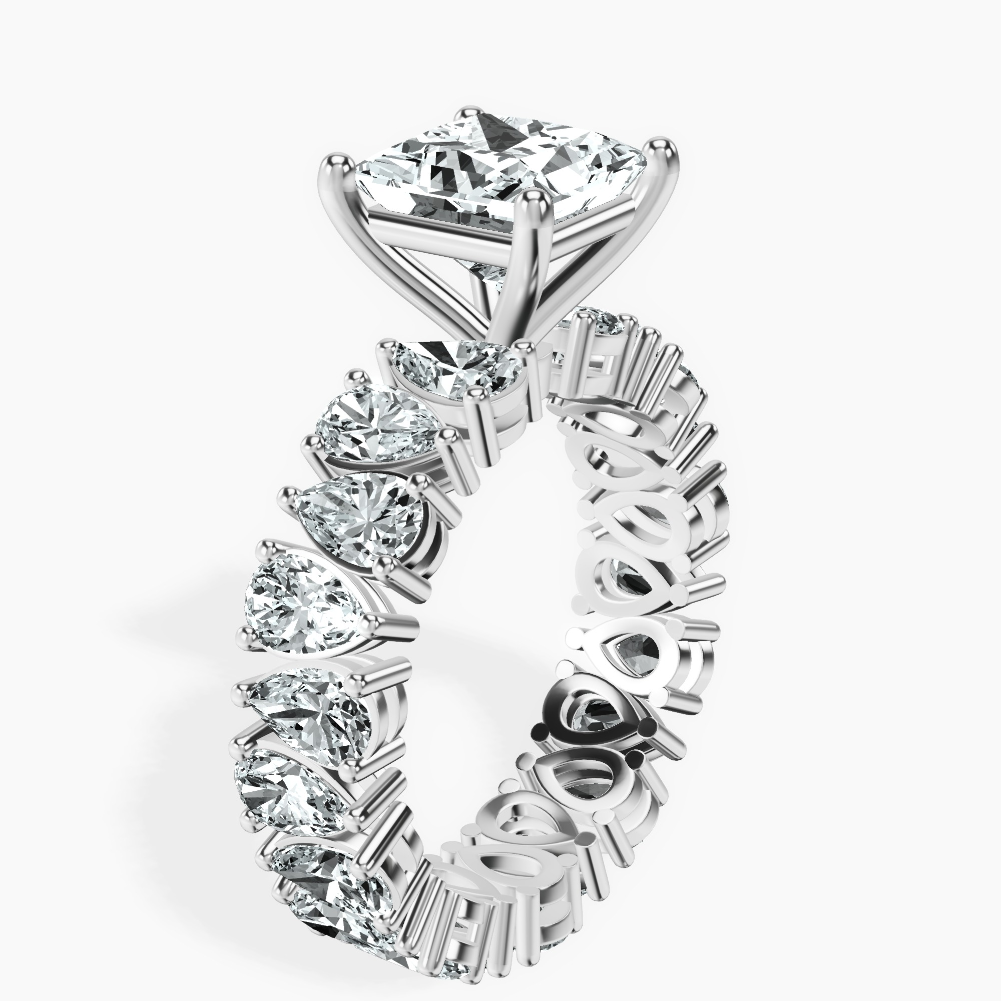 2.81 ct. princess Cordelia Side Pear Lab Diamond Ring in 14kt white gold standing product image one