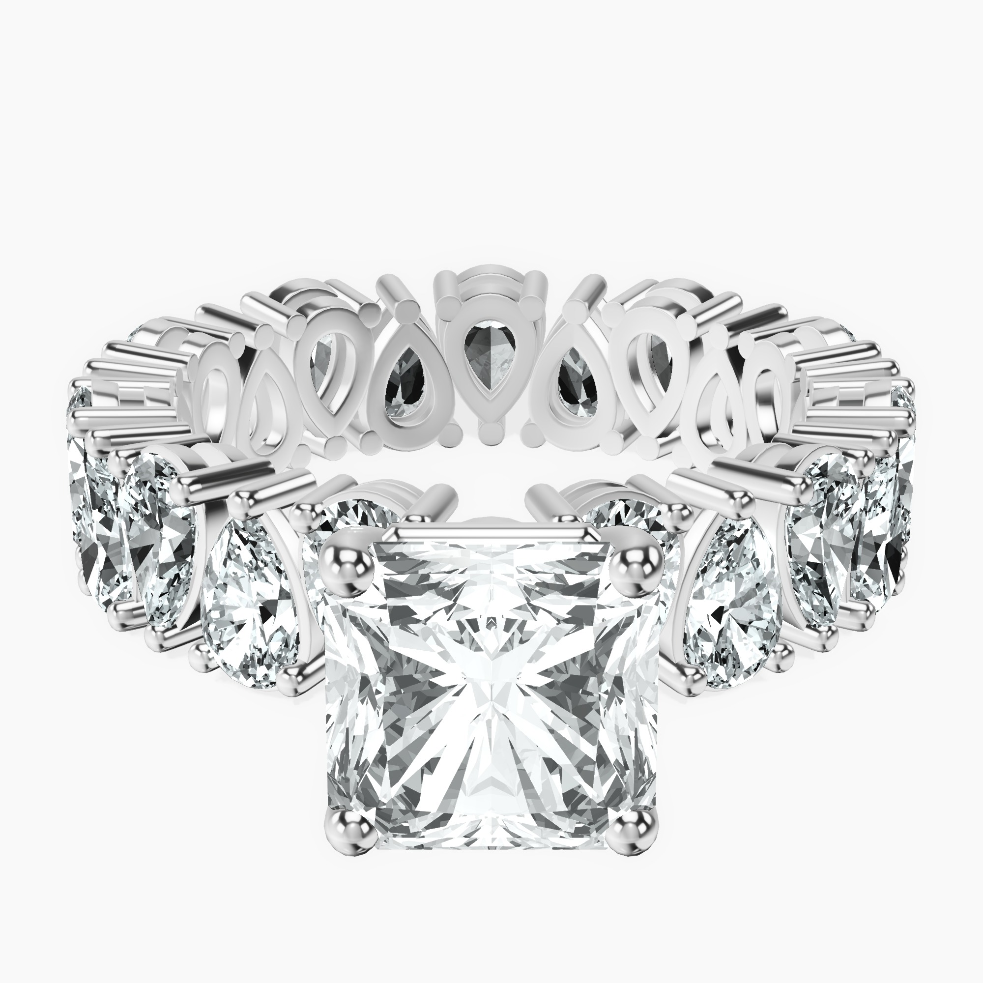 2.94 ct. radiant Cordelia Side Pear Lab Diamond Ring in 14kt white gold rtr top