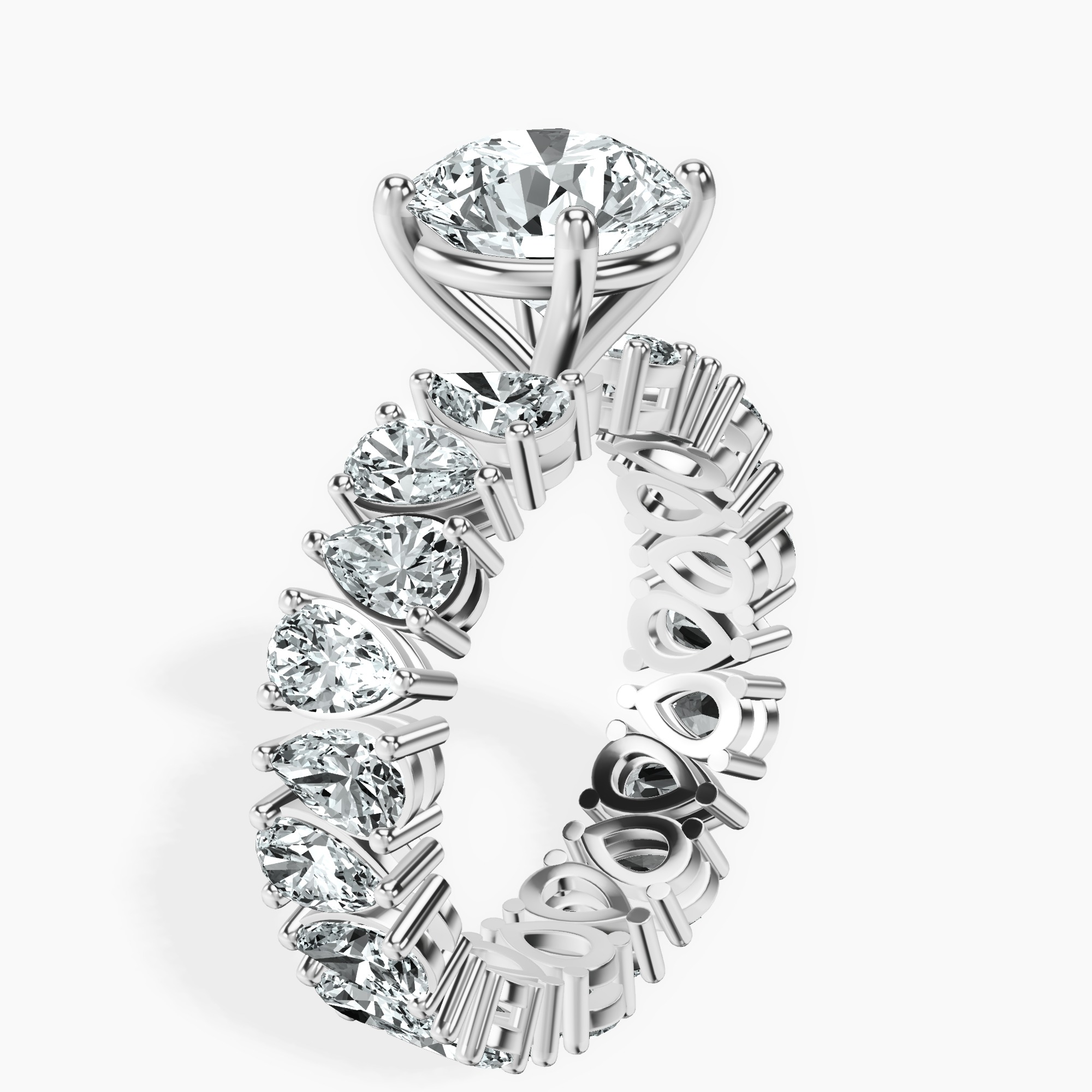 2.04 ct. round Cordelia Side Pear Lab Diamond Ring in 10kt white gold standing product image one