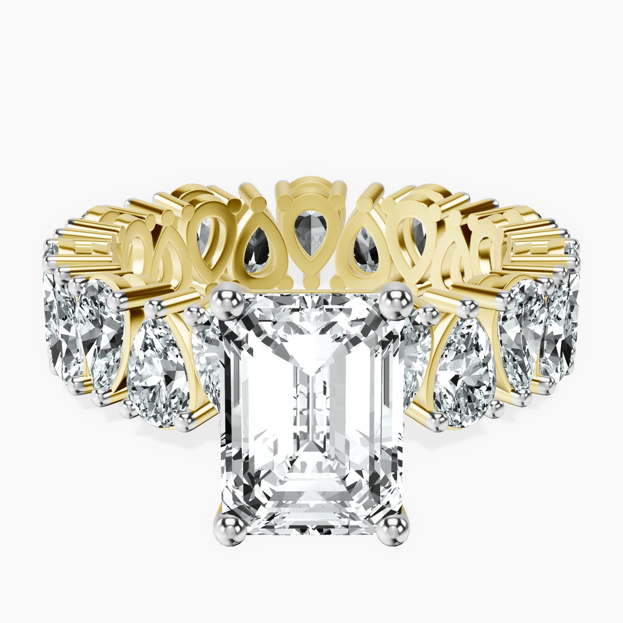 2.91 ct. emerald Cordelia Side Pear Lab Diamond Ring in 14kt yellow gold rtr top