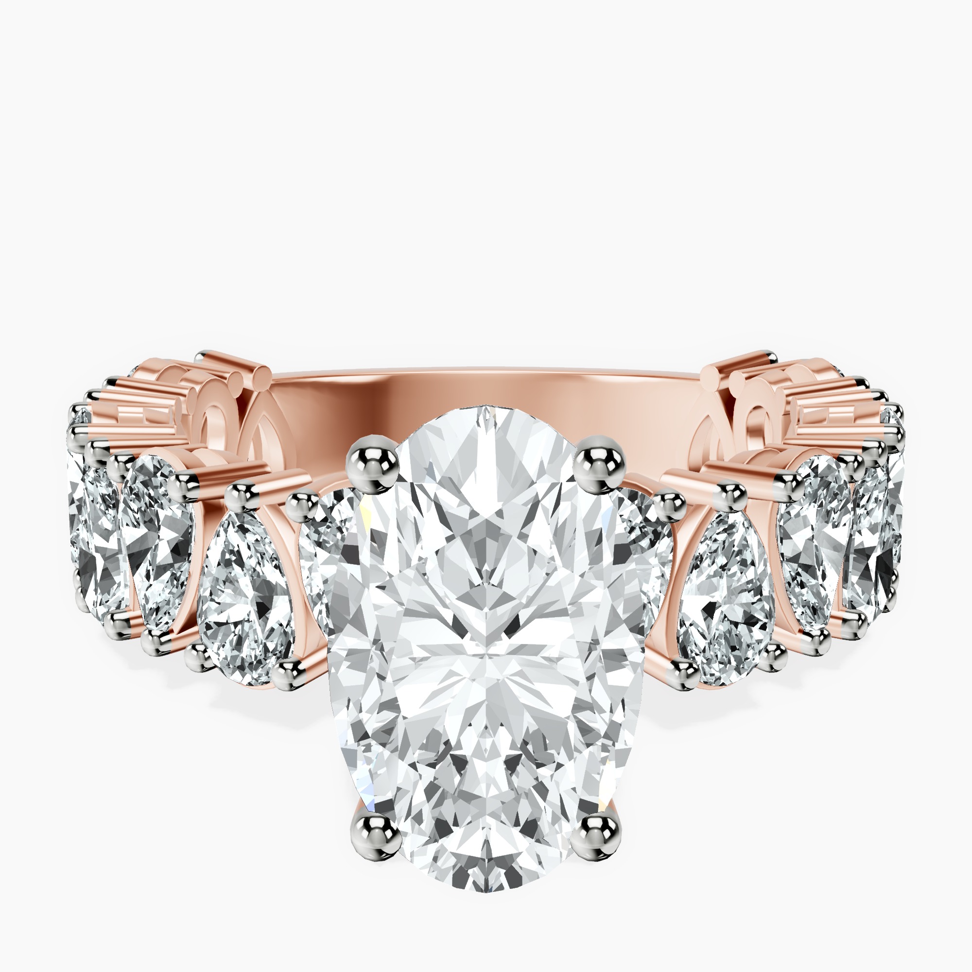 2.40 ct. oval Esme Side Pear Lab Diamond Ring in 10kt rose gold rtr top