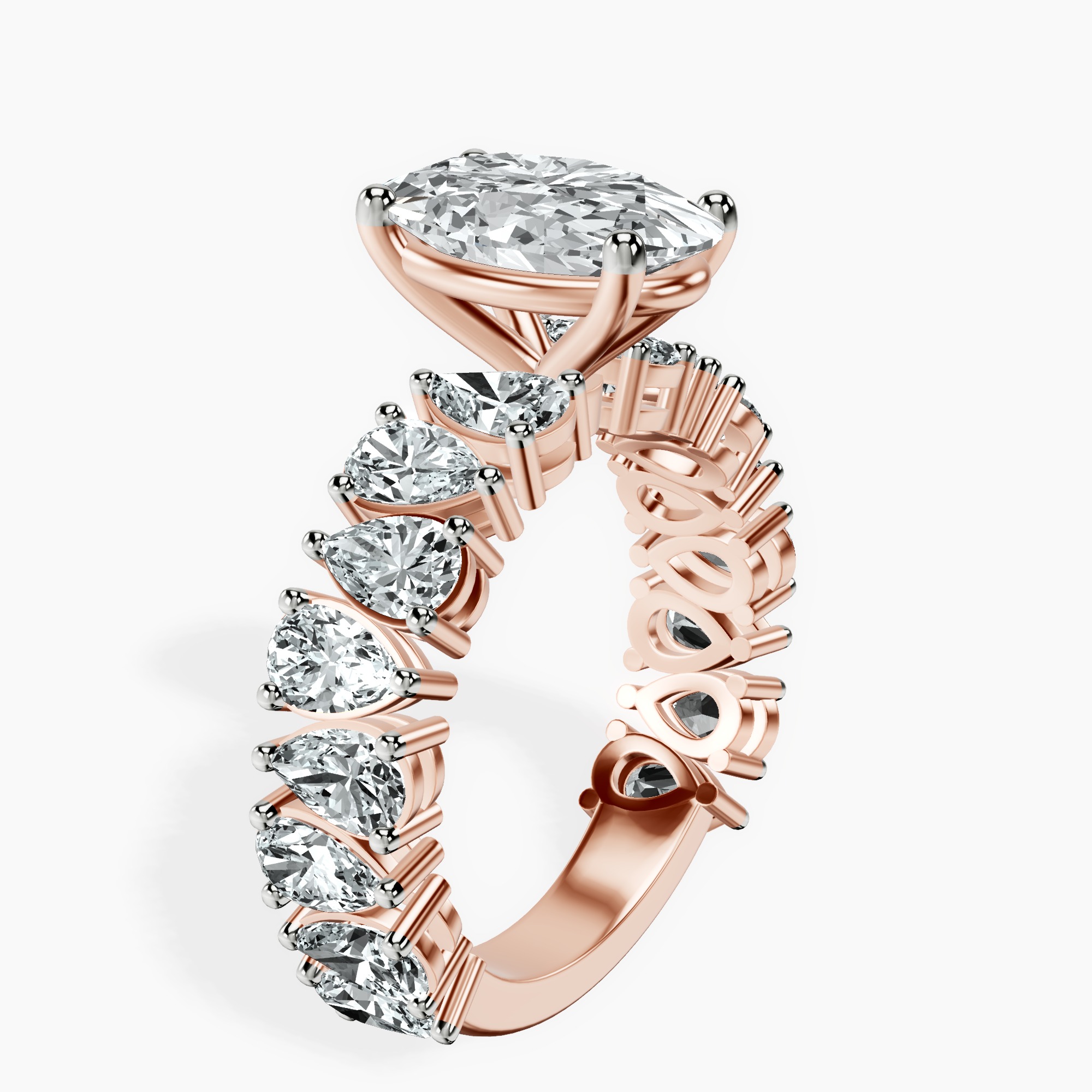 2.40 ct. oval Esme Side Pear Lab Diamond Ring in 10kt rose gold standing product image one