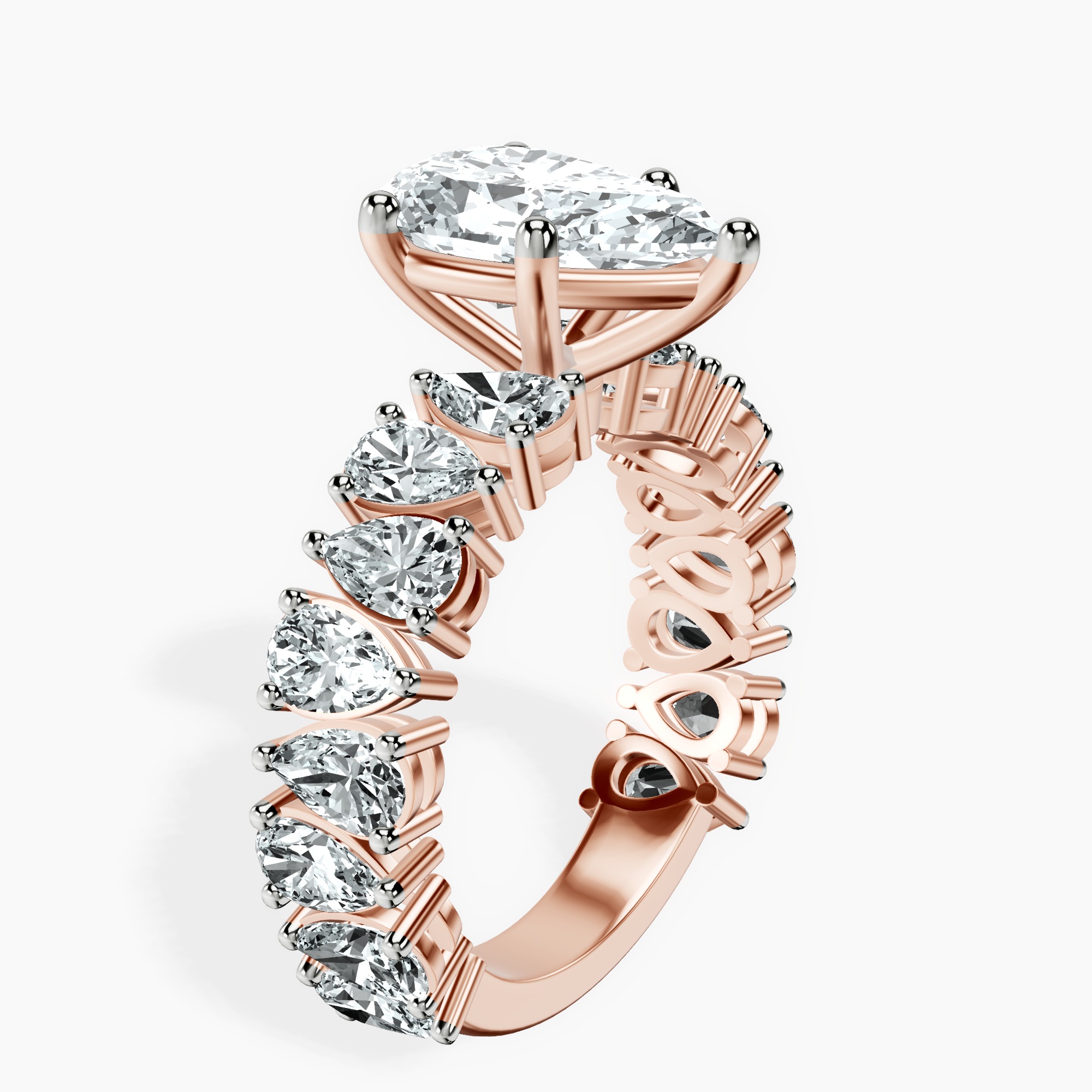 2.59 ct. pear Esme Side Pear Lab Diamond Ring in 18kt rose gold standing product image one