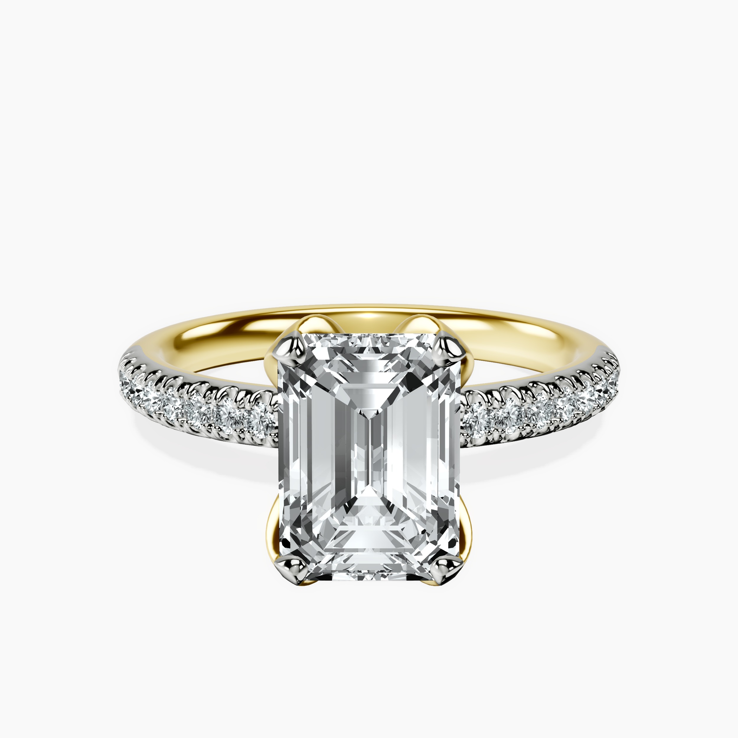 2.16 ct. emerald Galen Secret Halo Ring in 18kt yellow gold rtr top