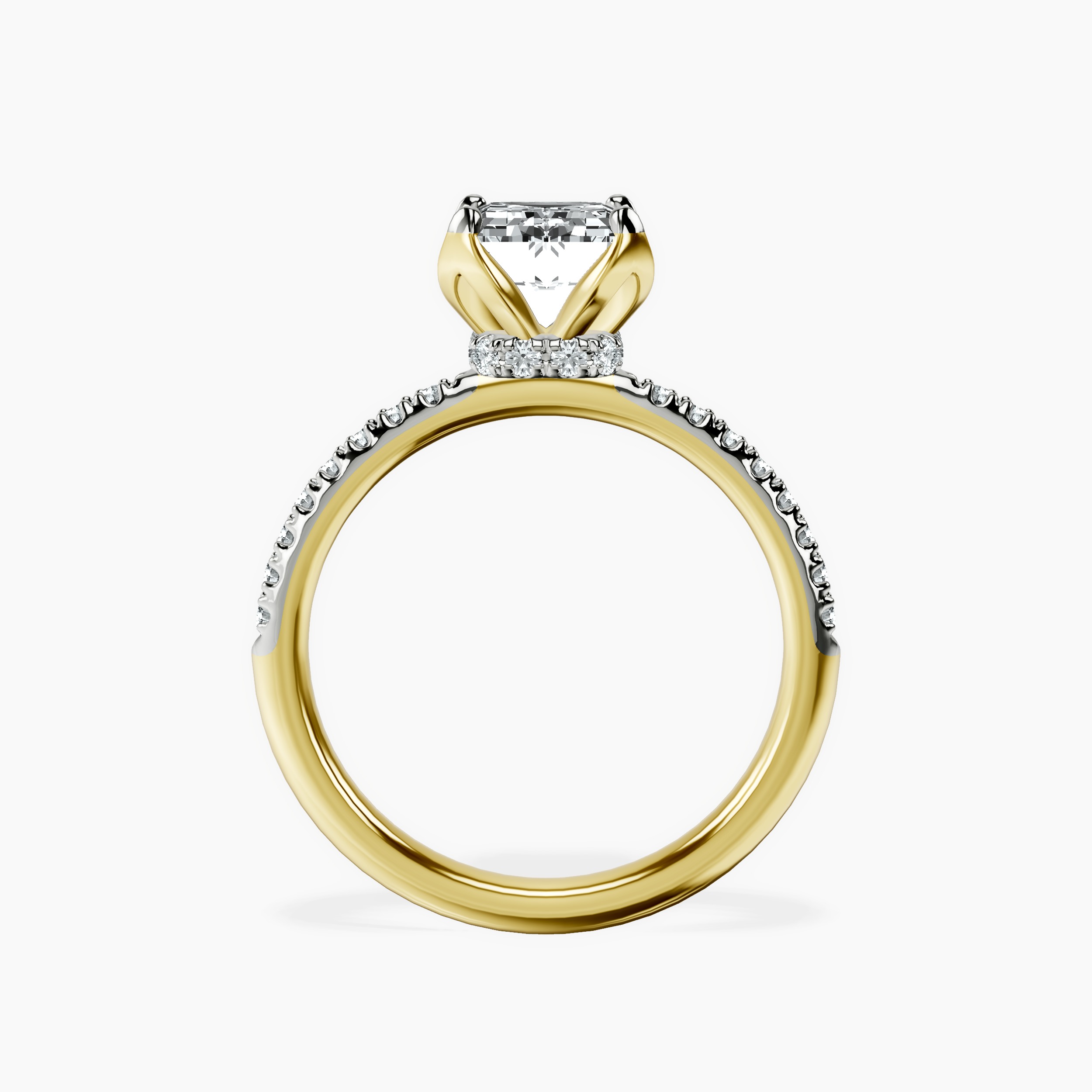2.16 ct. emerald Galen Secret Halo Ring in 18kt yellow gold side right image one