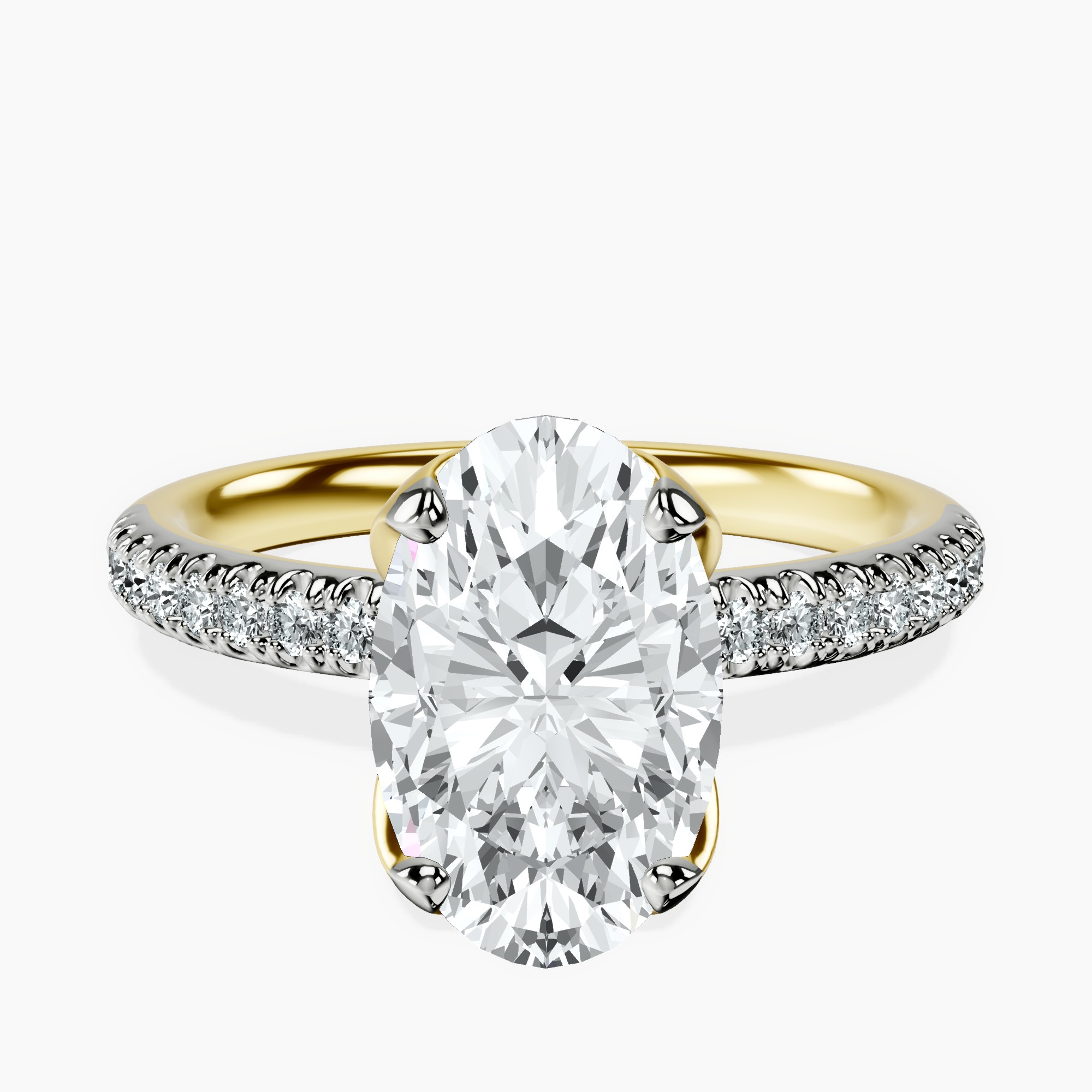 2.40 ct. oval Galen Secret Halo Ring in 10kt yellow gold rtr top