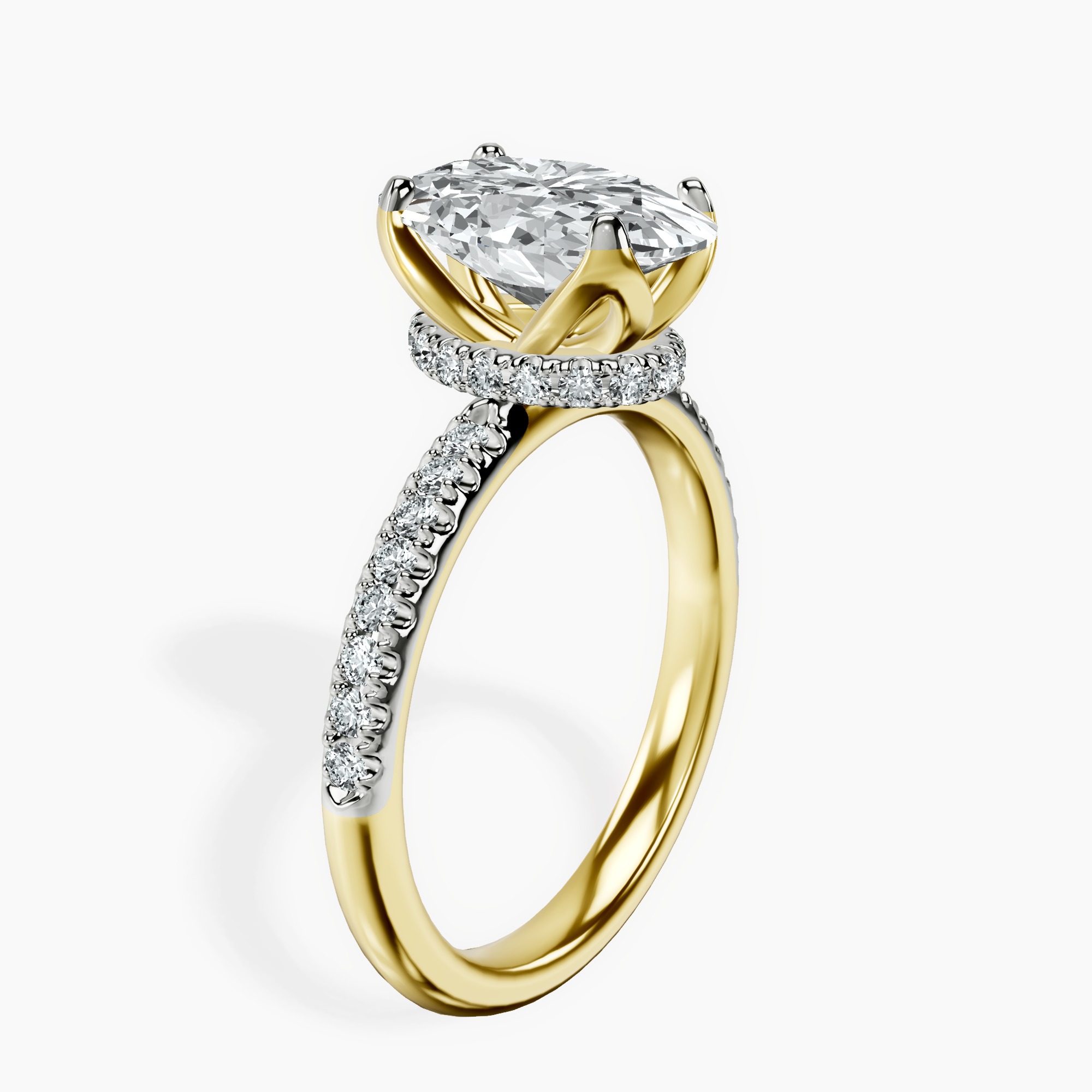 2.40 ct. oval Galen Secret Halo Ring in 10kt yellow gold standing product image one