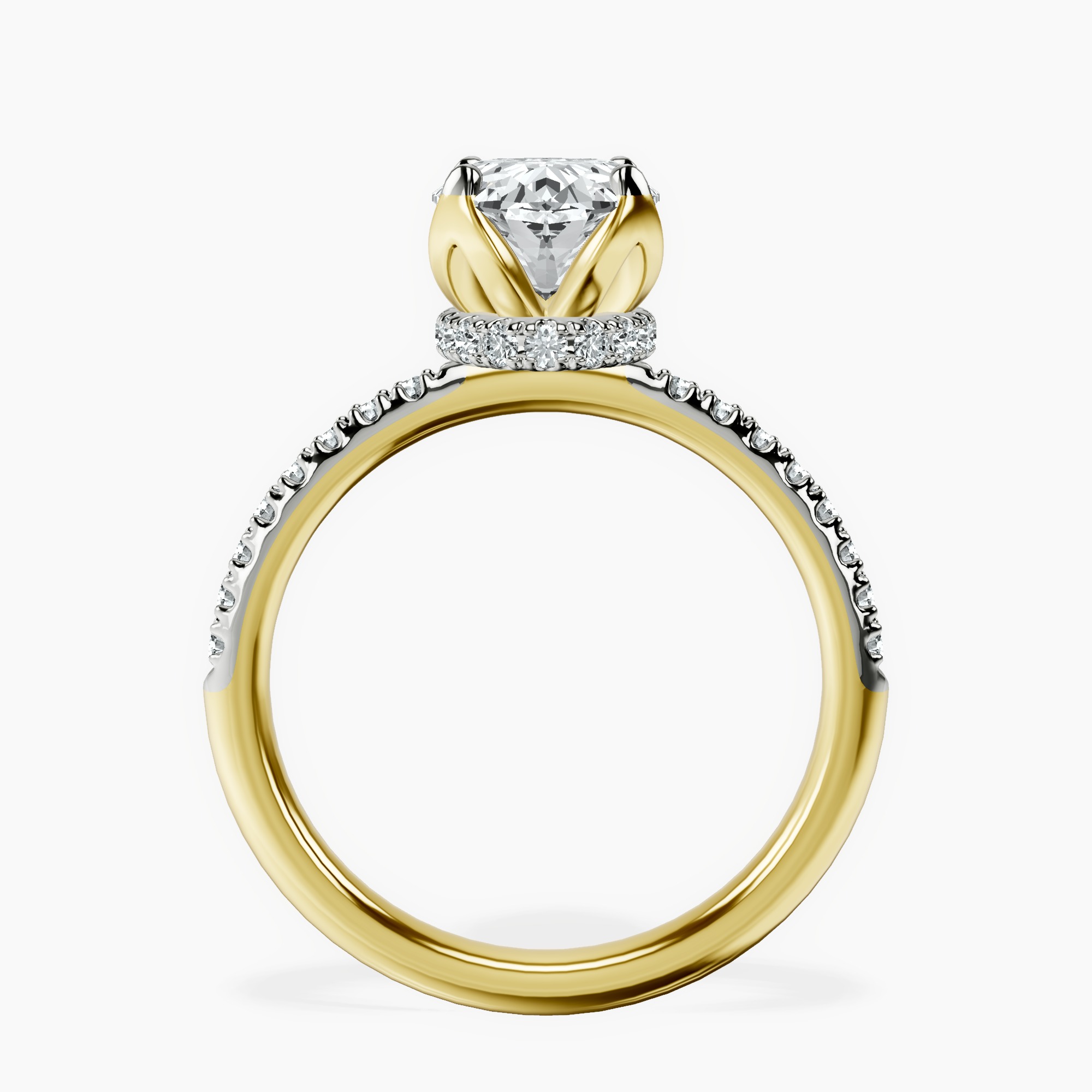 2.40 ct. oval Galen Secret Halo Ring in 10kt yellow gold side right image one