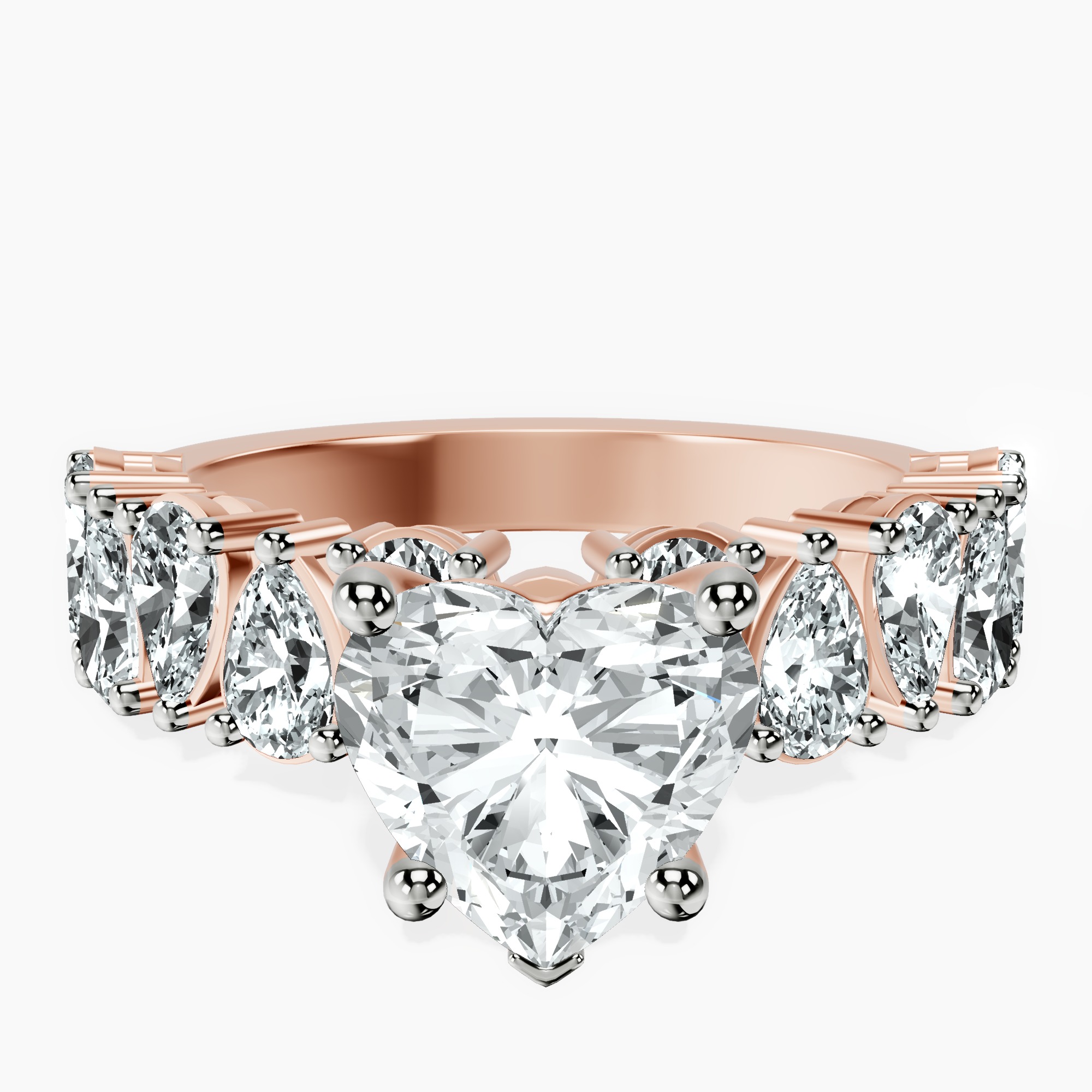 1.29 ct. heart Adeline Side Pear Lab Diamond Ring in 18kt rose gold rtr top