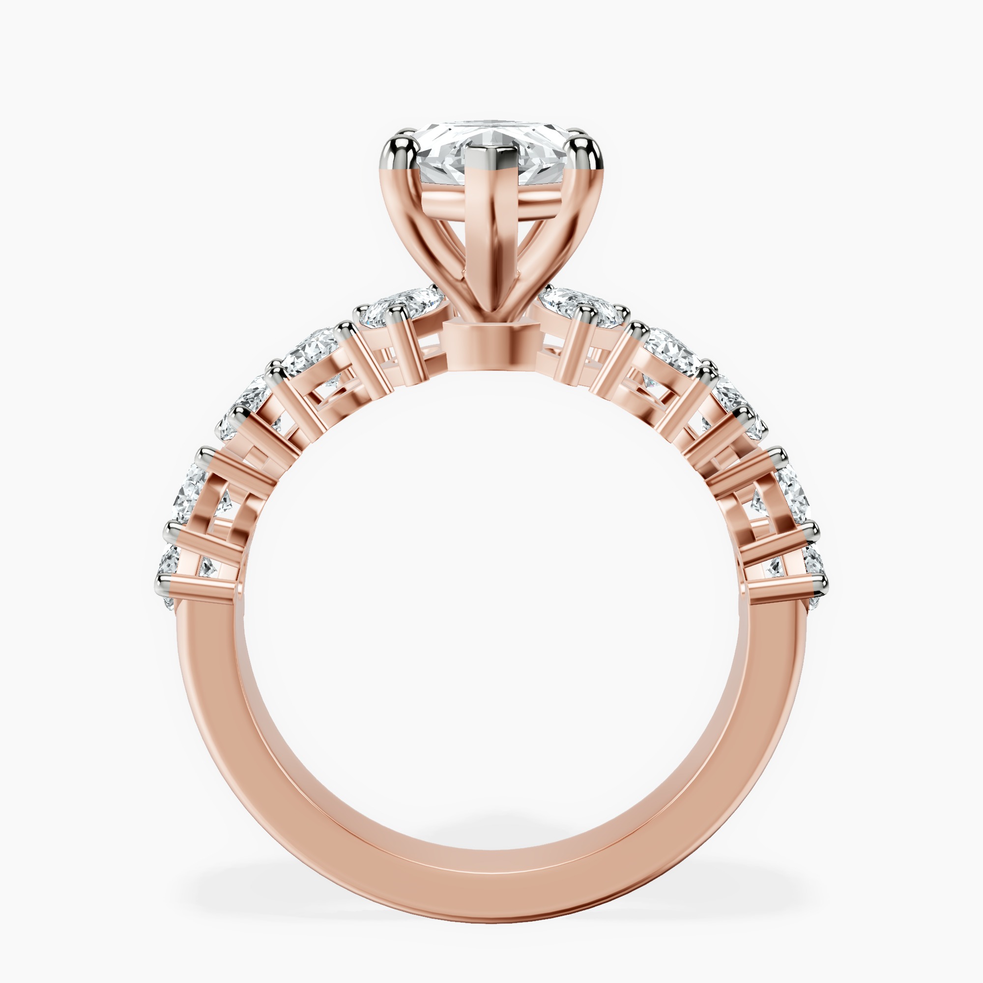 2.73 ct. marquise Adeline Side Pear Lab Diamond Ring in 18kt rose gold side right image one