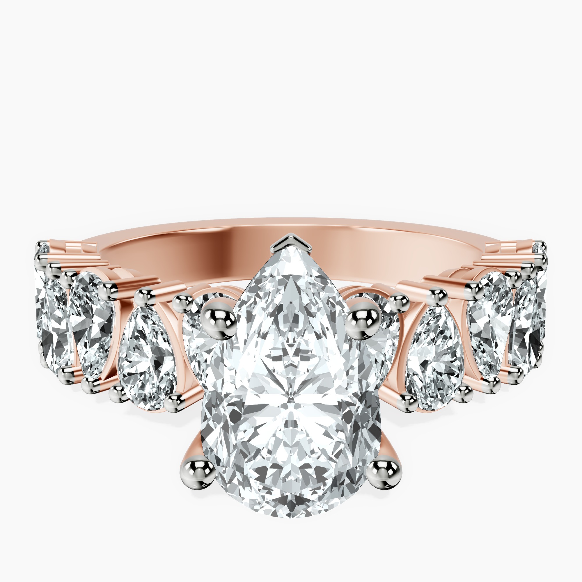 1.34 ct. pear Adeline Side Pear Lab Diamond Ring in 10kt rose gold rtr top