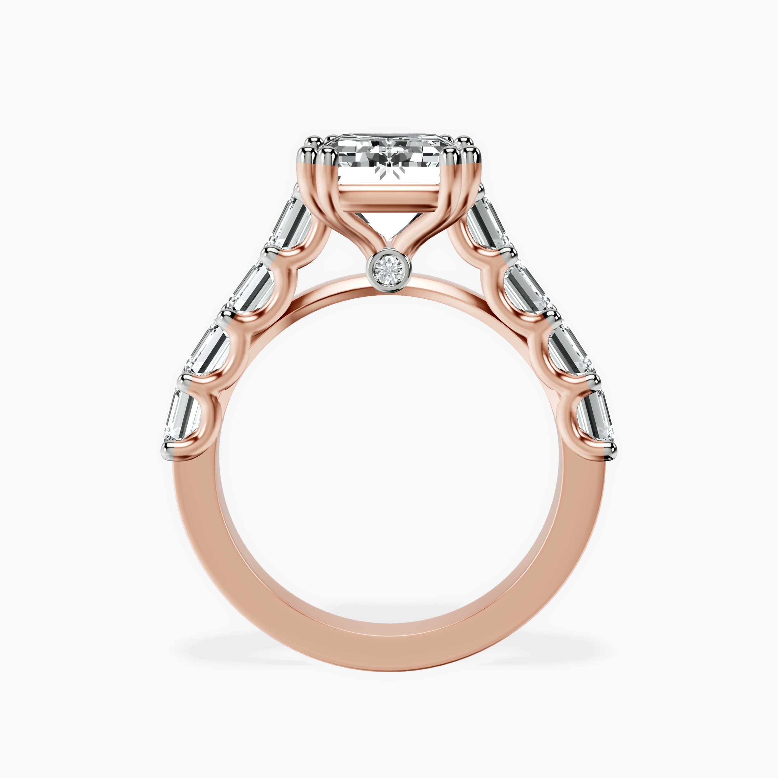 2.16 ct. emerald Florence Side Emerald Lab Diamond Ring in 10kt rose gold side right image one
