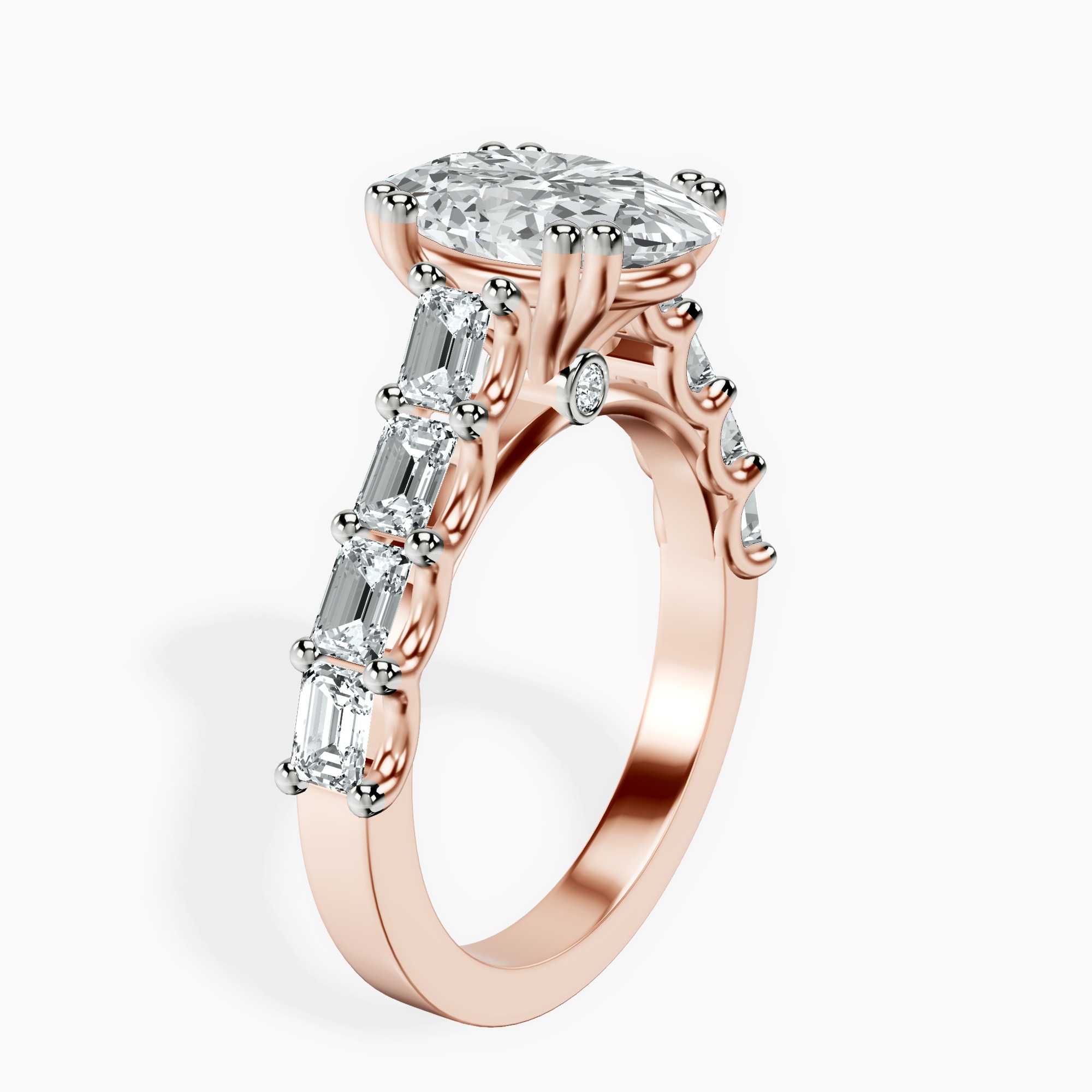 2.40 ct. oval Florence Side Emerald Lab Diamond Ring in 18kt rose gold standing product image one