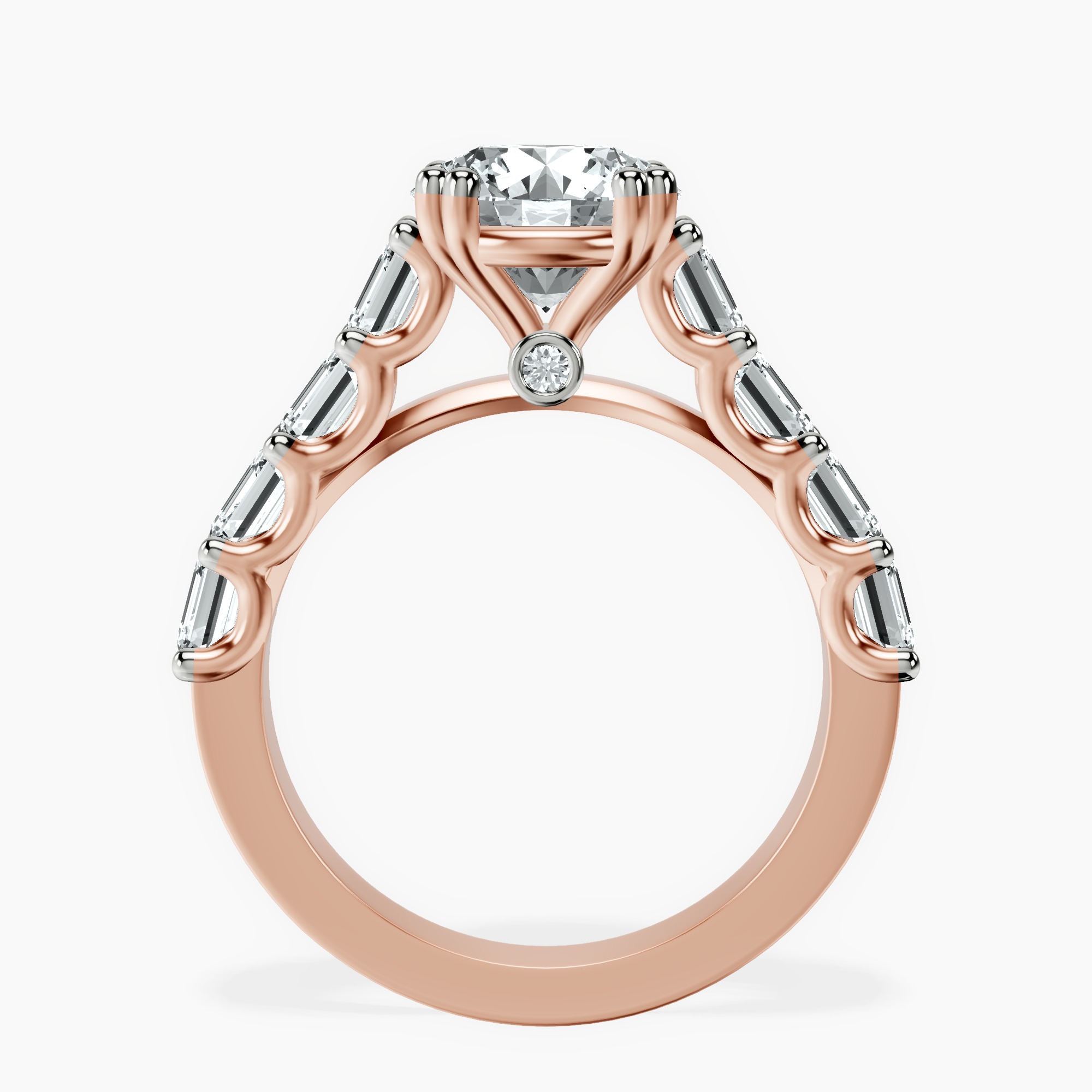 1.39 ct. round Florence Side Emerald Lab Diamond Ring in 14kt rose gold side right image one