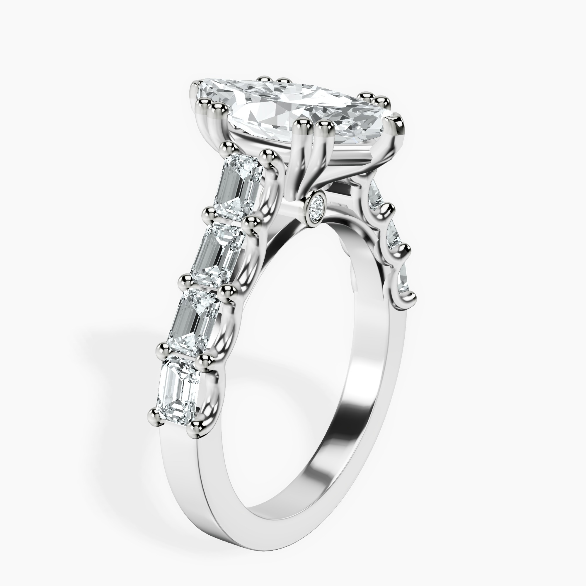 2.00 ct. marquise Florence Side Emerald Lab Diamond Ring in platinum standing product image one