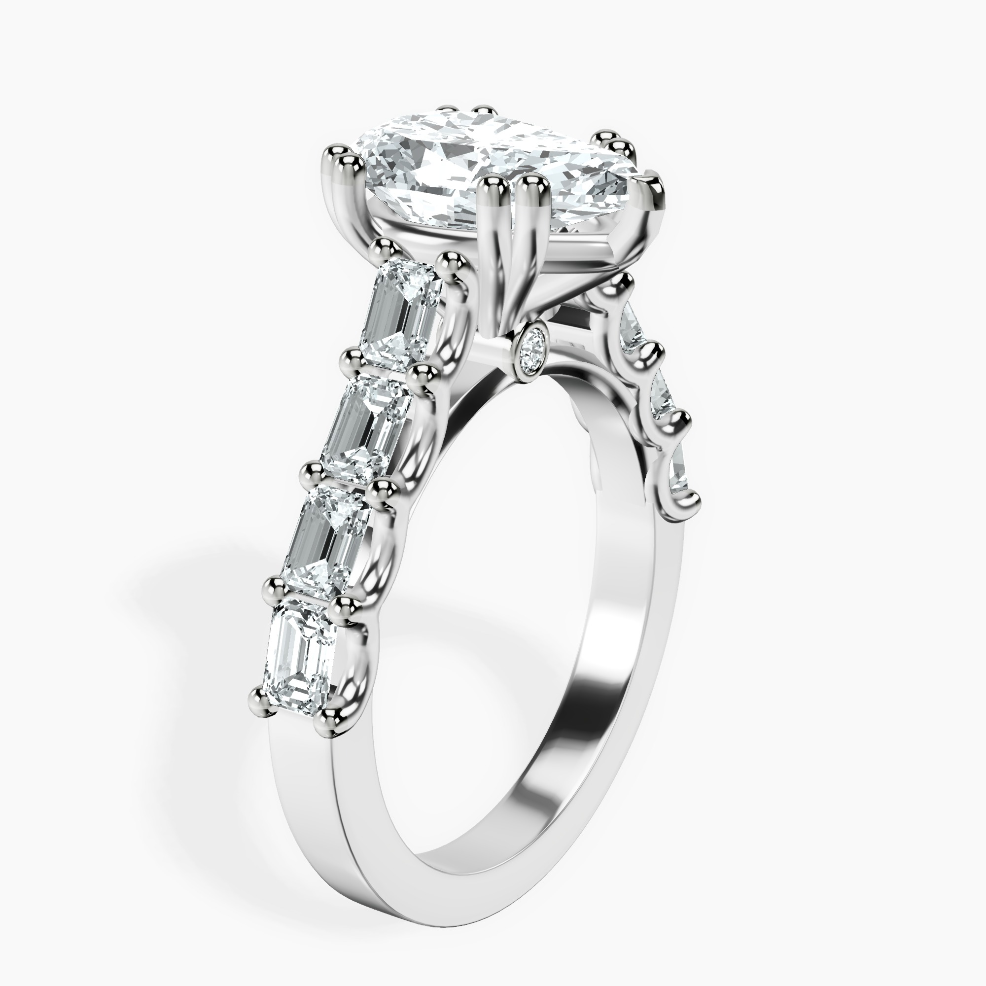 2.96 ct. pear Florence Side Emerald Lab Diamond Ring in 18kt white gold standing product image one