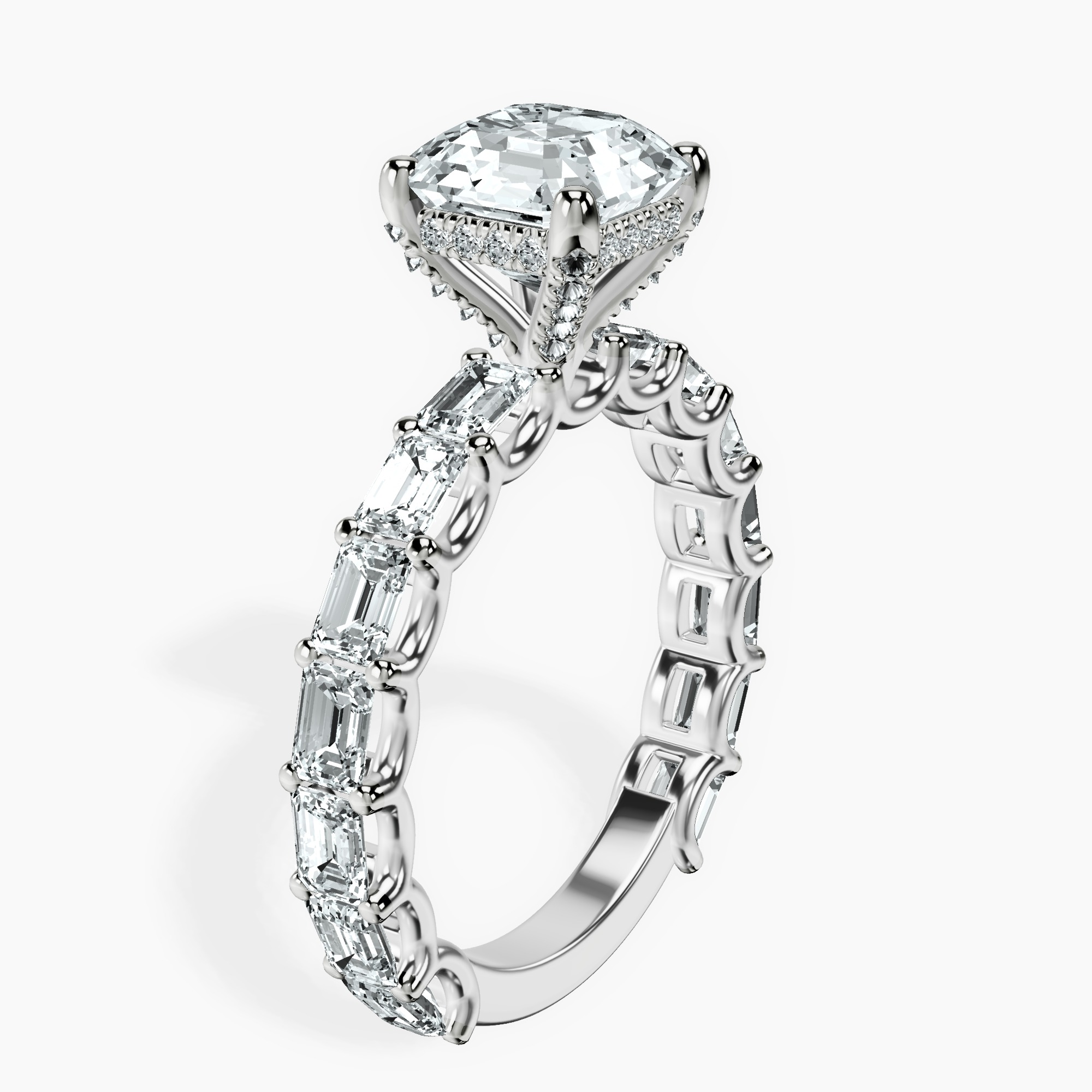 2.91 ct. asscher Giselle Side Emerald Lab Diamond Ring in 18kt white gold standing product image one