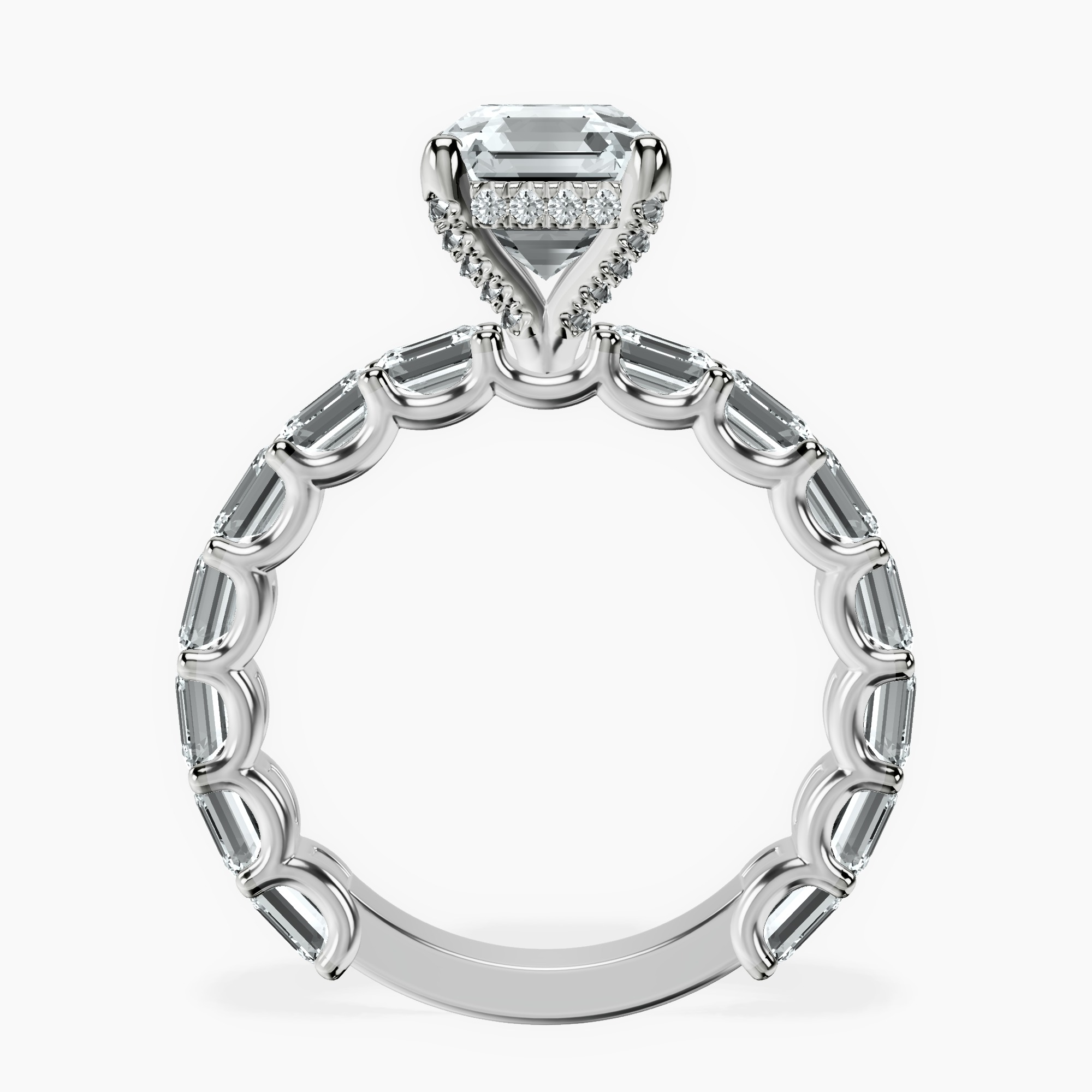 2.91 ct. asscher Giselle Side Emerald Lab Diamond Ring in 18kt white gold side right image one