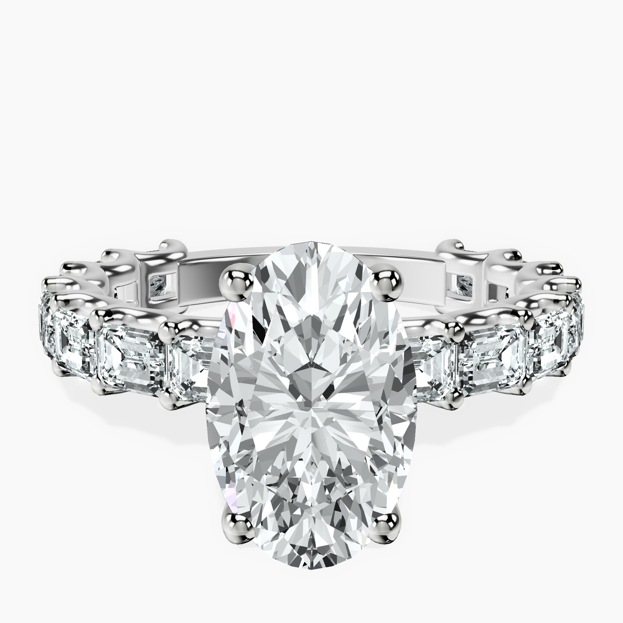 2.40 ct. oval Giselle Side Emerald Lab Diamond Ring in 18kt white gold rtr top