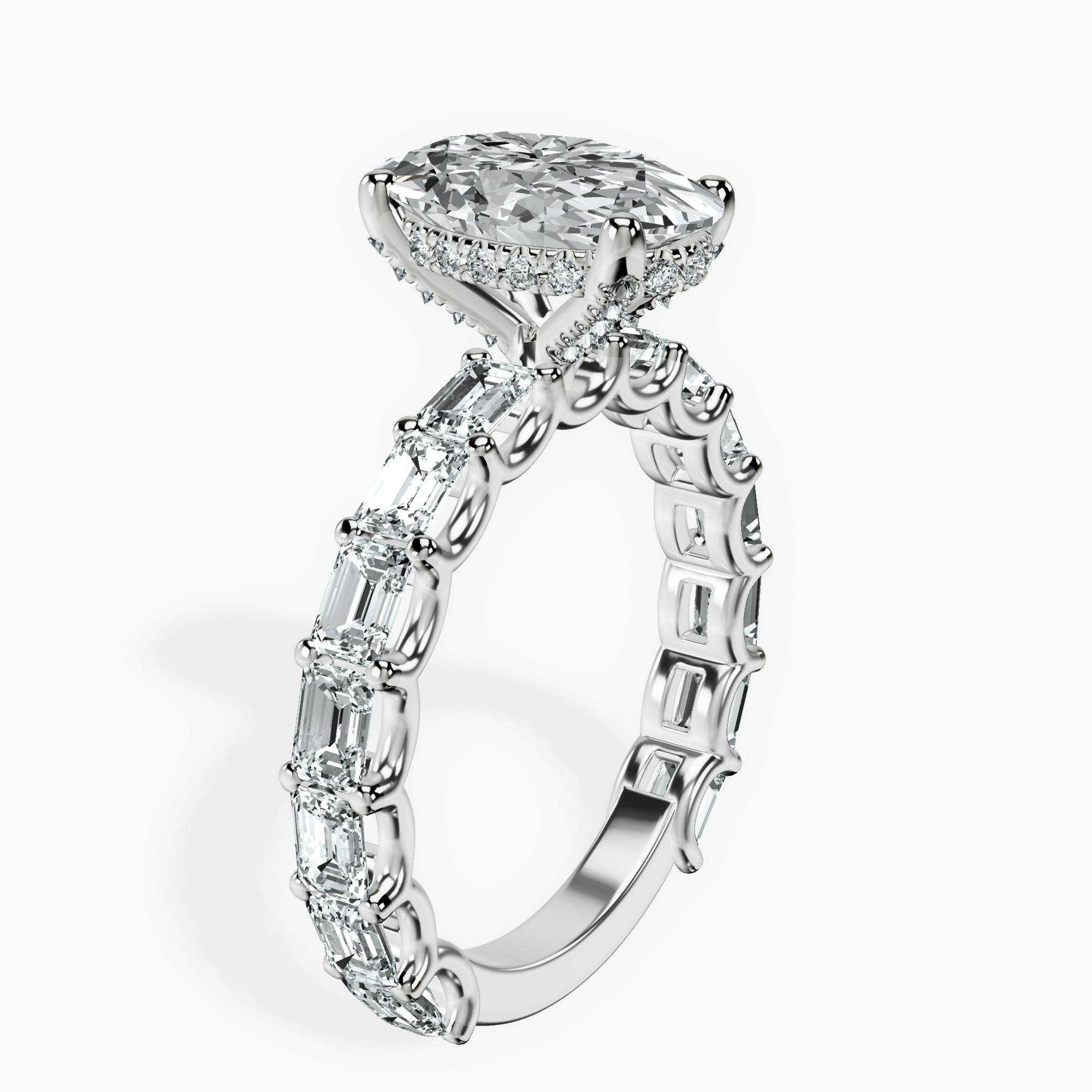 2.40 ct. oval Giselle Side Emerald Lab Diamond Ring in 18kt white gold standing product image one