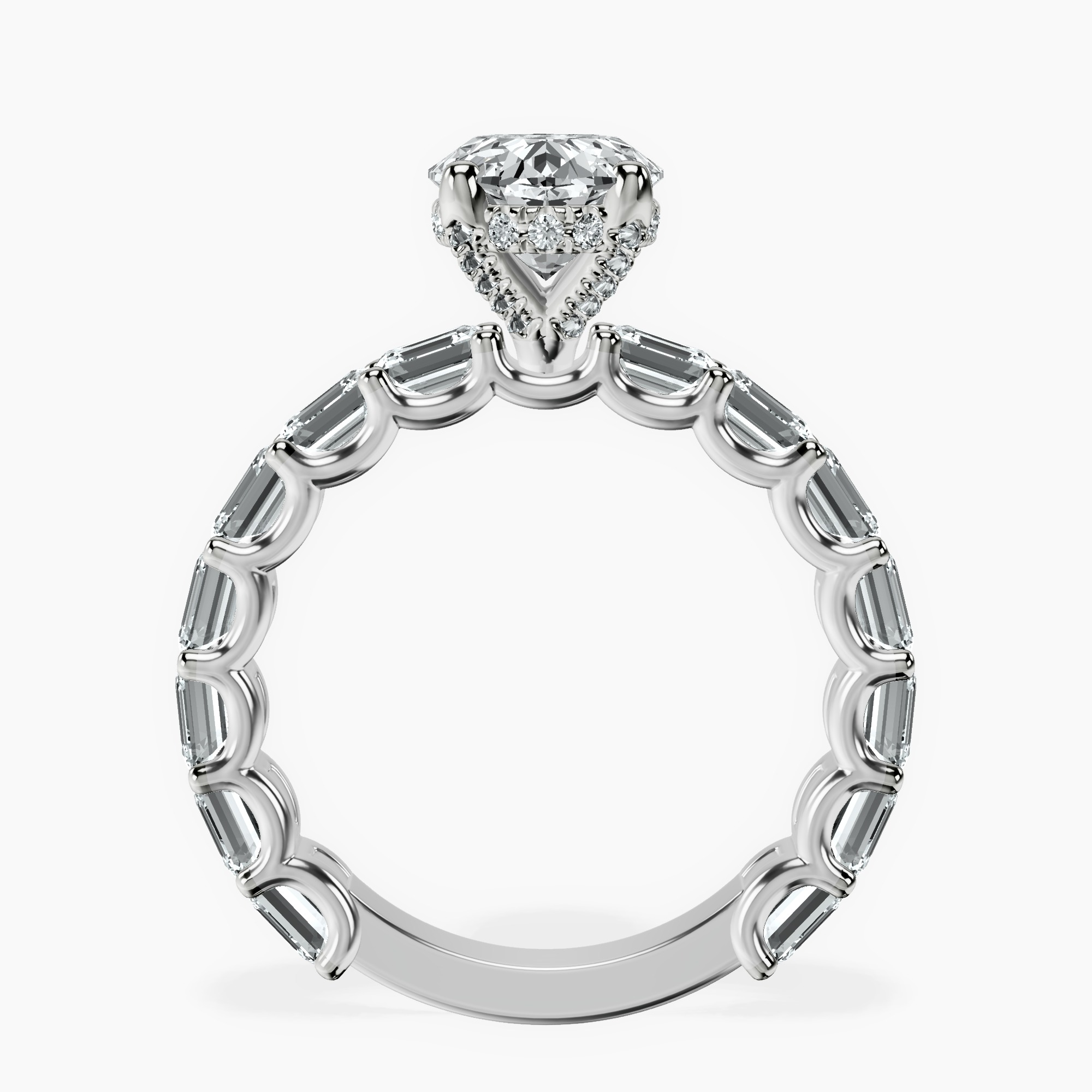2.40 ct. oval Giselle Side Emerald Lab Diamond Ring in 18kt white gold side right image one