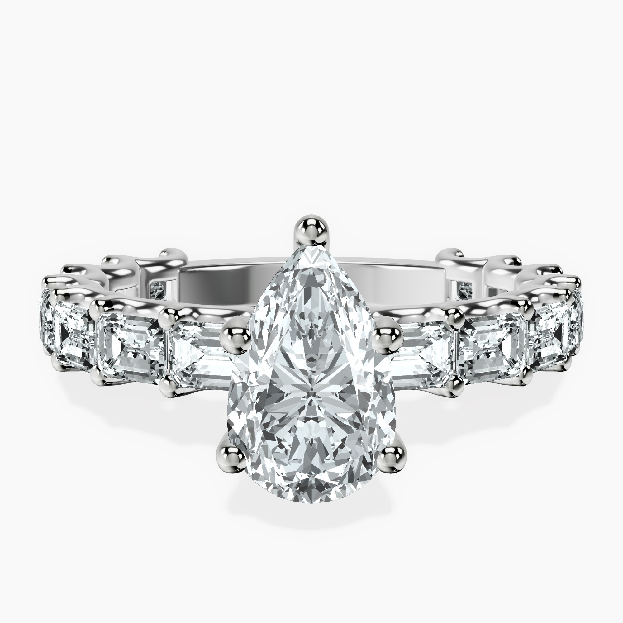 1.34 ct. pear Giselle Side Emerald Lab Diamond Ring in 18kt white gold rtr top