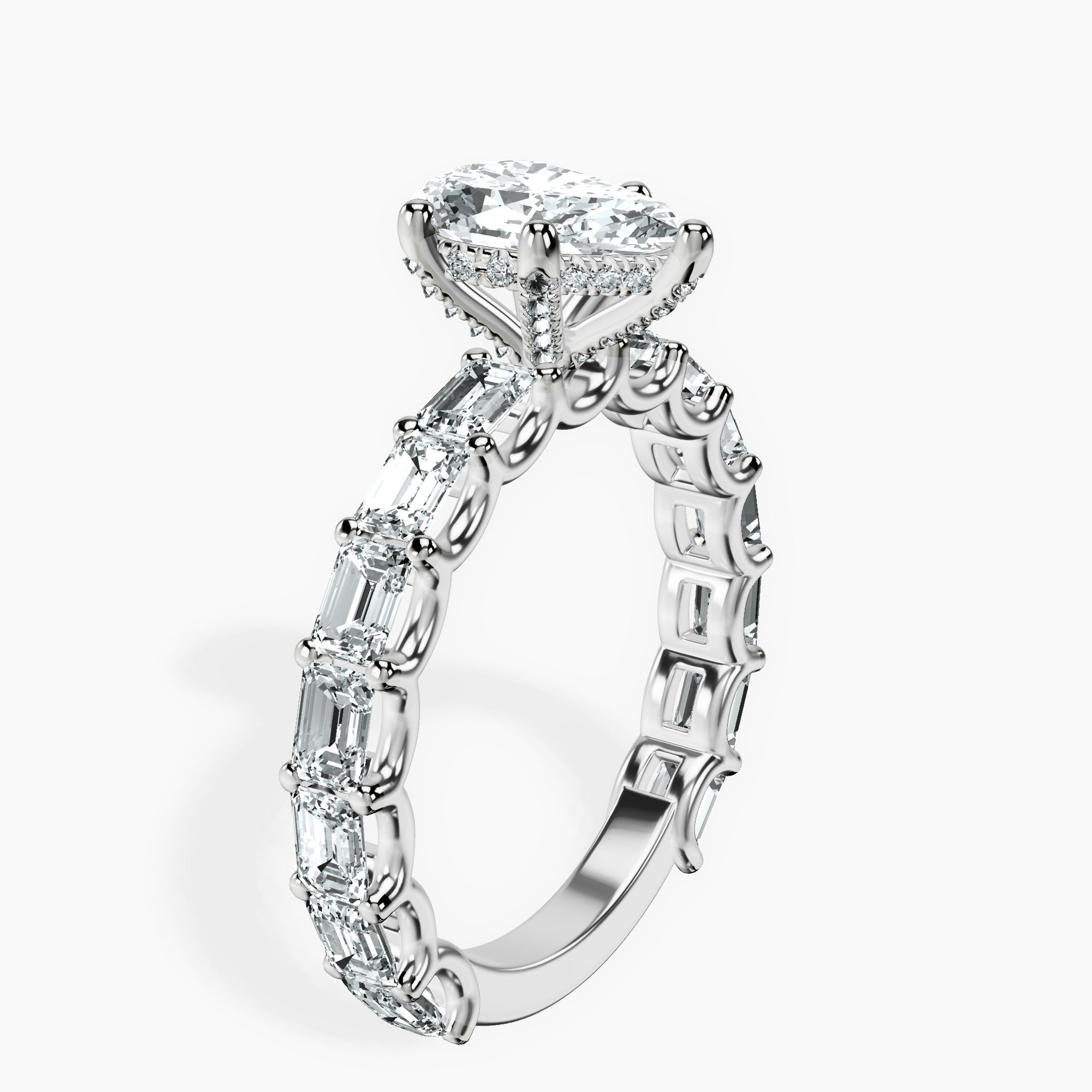 1.34 ct. pear Giselle Side Emerald Lab Diamond Ring in 18kt white gold standing product image one
