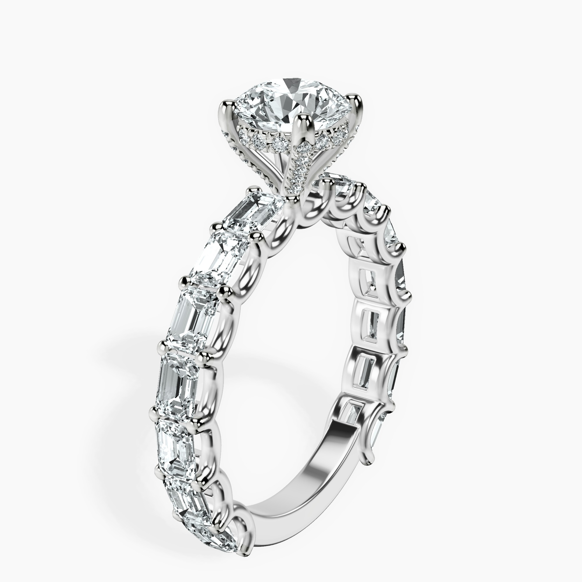 1.39 ct. round Giselle Side Emerald Lab Diamond Ring in 14kt white gold standing product image one