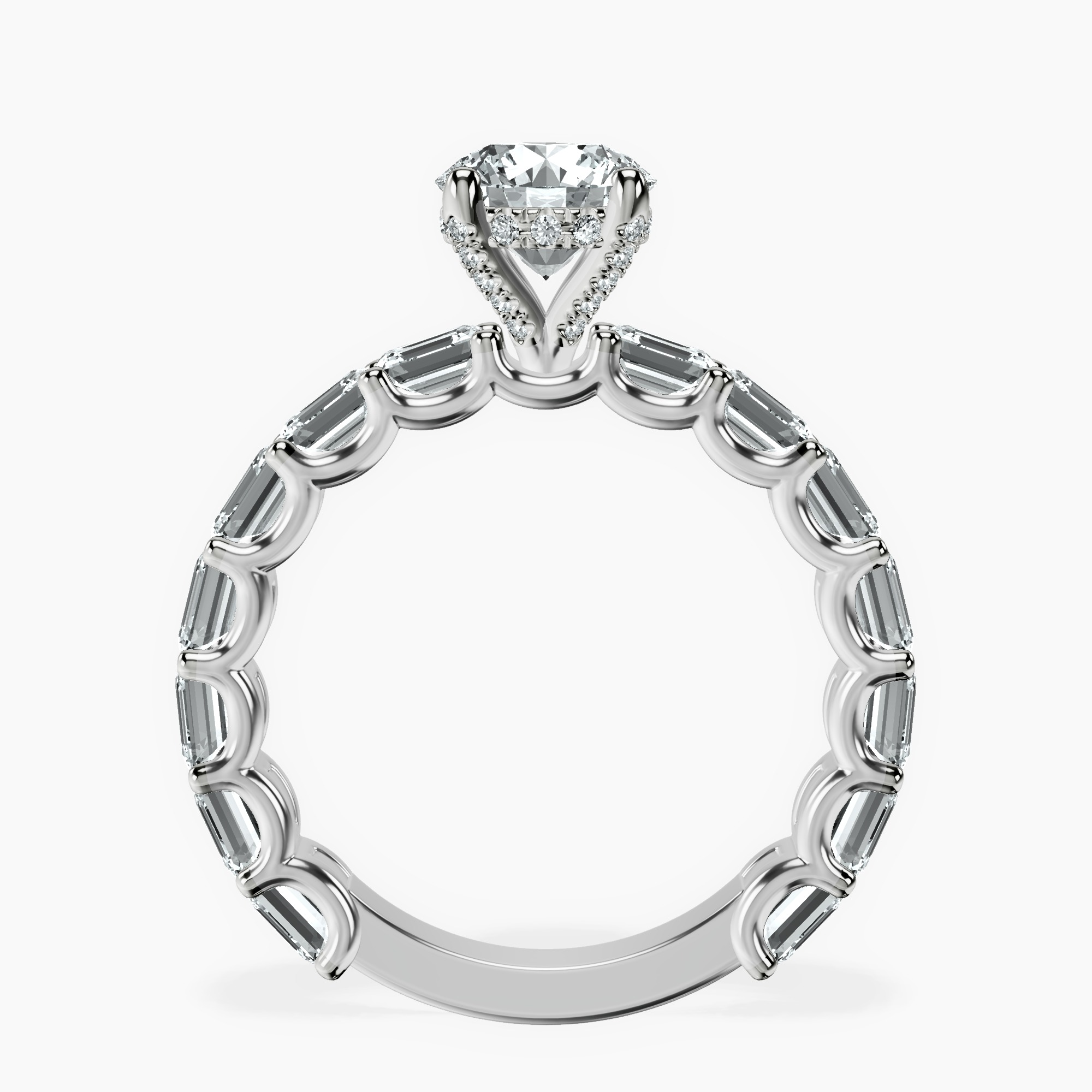 1.39 ct. round Giselle Side Emerald Lab Diamond Ring in 14kt white gold side right image one