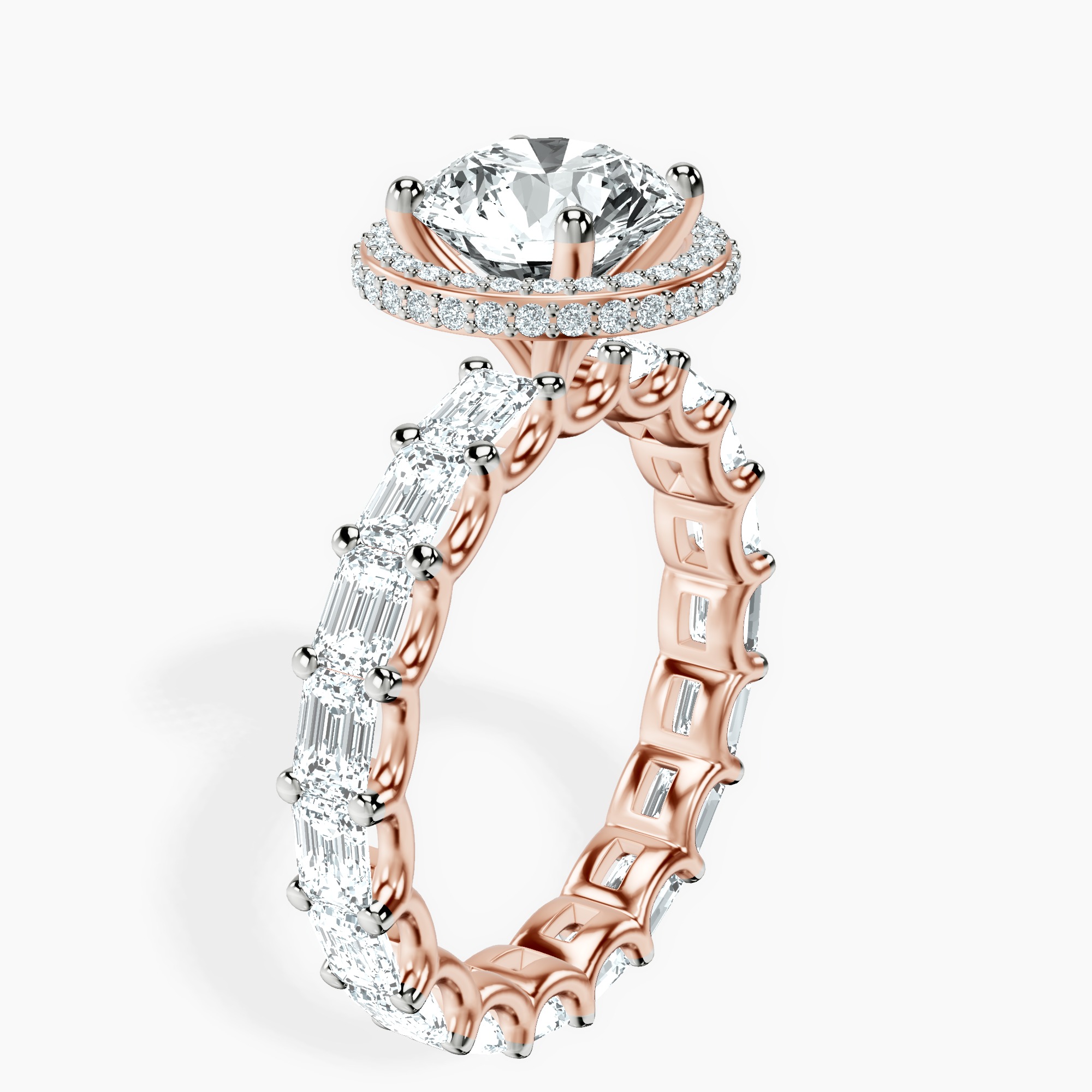 1.41 ct. round Amaryllis Side Emerald Lab Diamond Ring in 10kt rose gold standing product image one