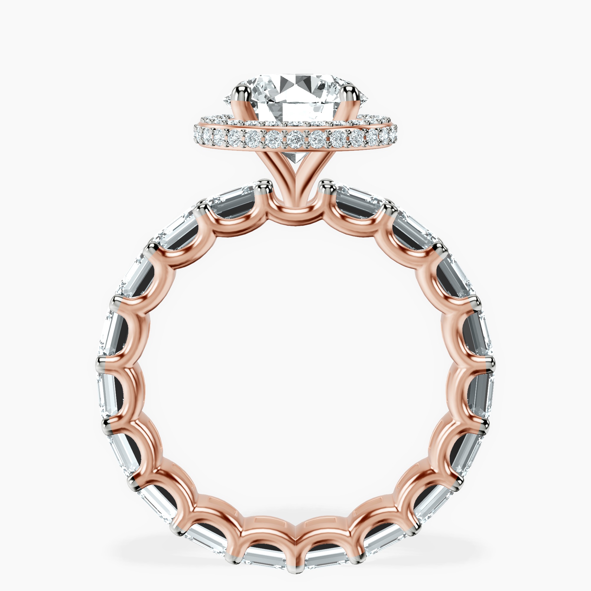 1.41 ct. round Amaryllis Side Emerald Lab Diamond Ring in 10kt rose gold side right image one