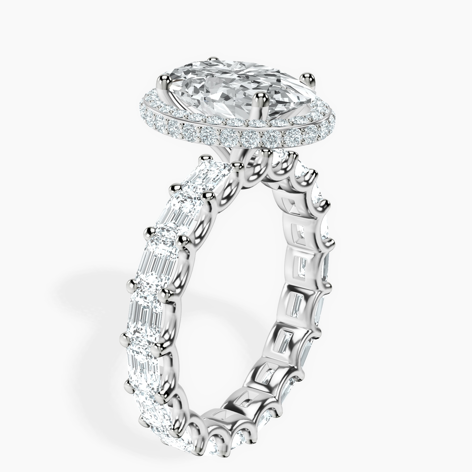 3.40 ct. oval Amaryllis Side Emerald Lab Diamond Ring in 14kt white gold standing product image one