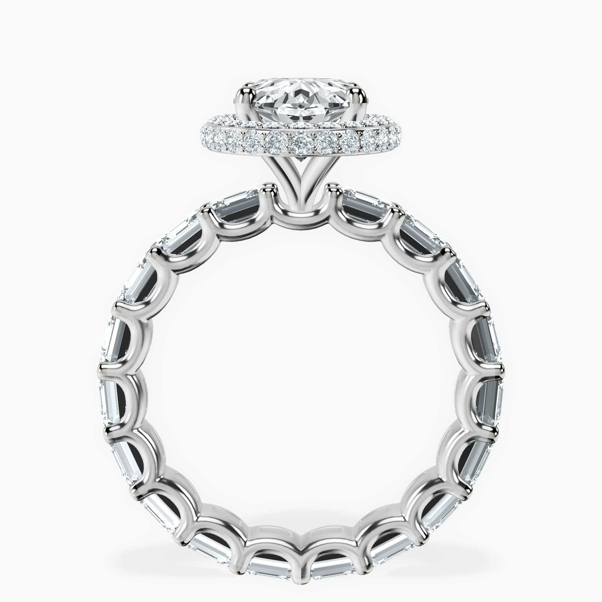 3.40 ct. oval Amaryllis Side Emerald Lab Diamond Ring in 14kt white gold side right image one