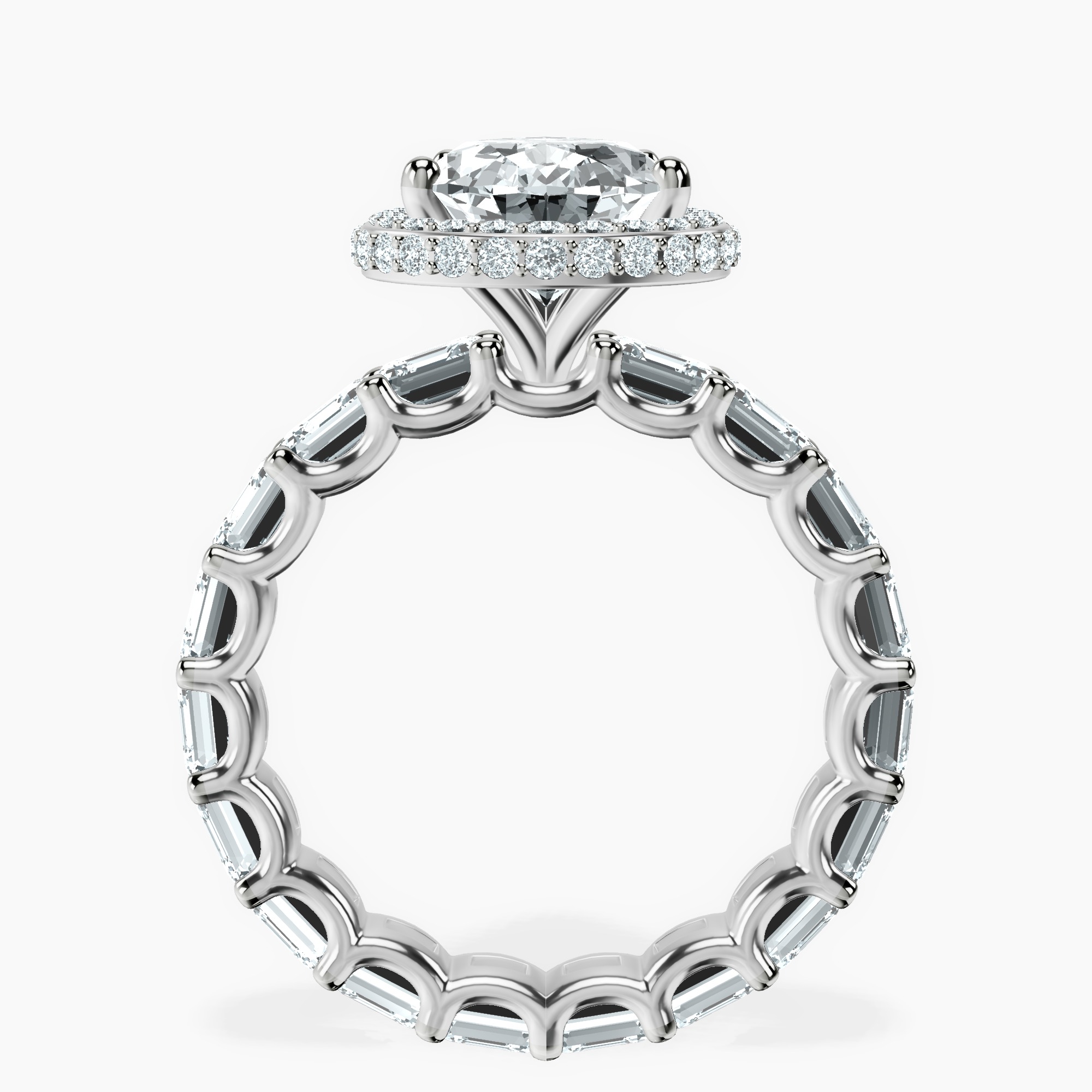 2.96 ct. pear Amaryllis Side Emerald Lab Diamond Ring in 18kt white gold side right image one