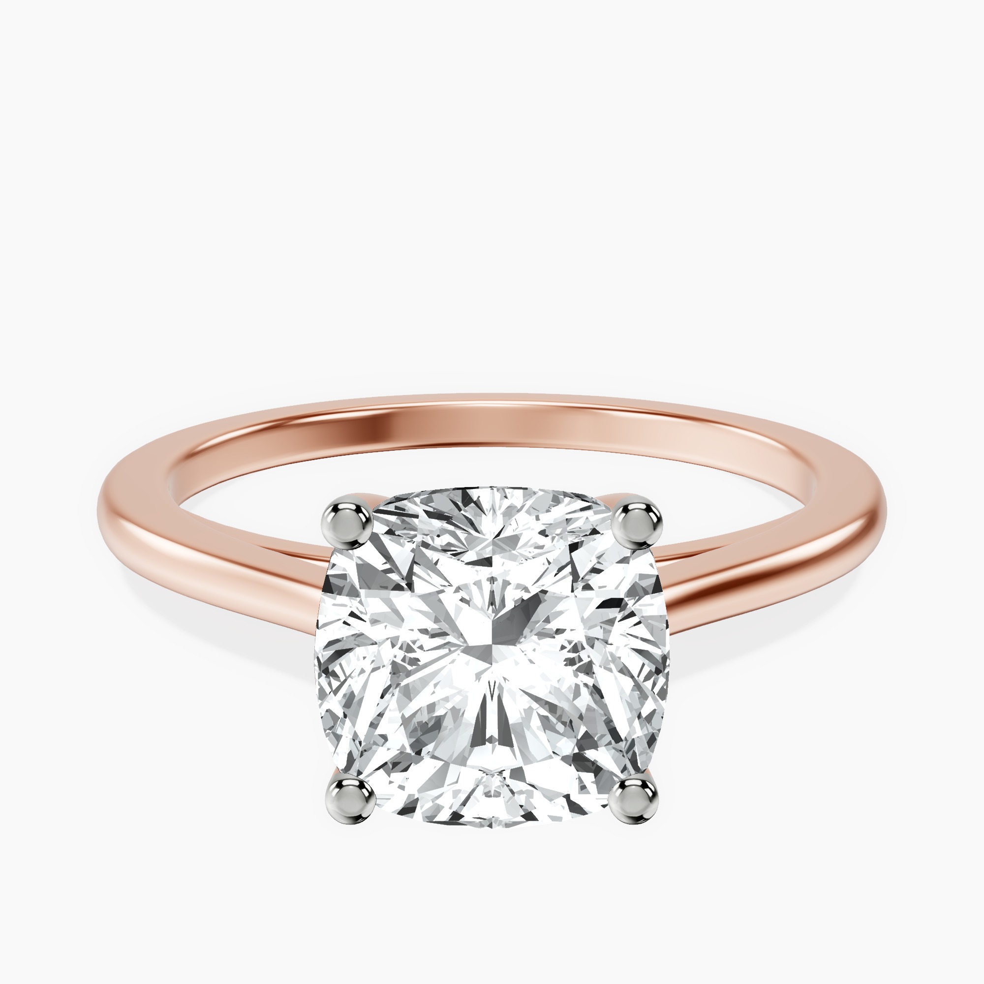 2.46 ct. cushion Teagan Solitaire Ring in 18kt rose gold rtr top
