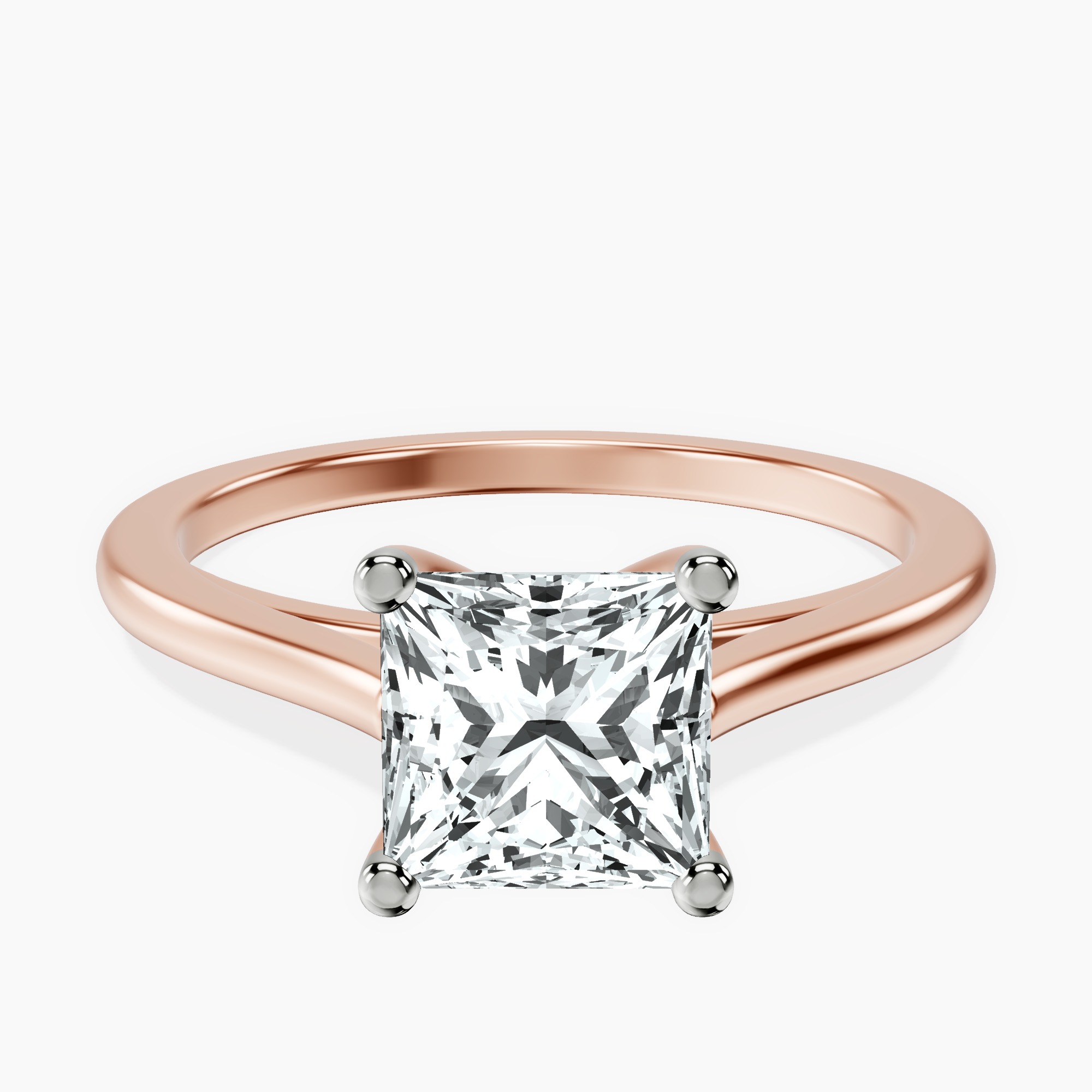 2.81 ct. princess Teagan Solitaire Ring in 14kt rose gold rtr top