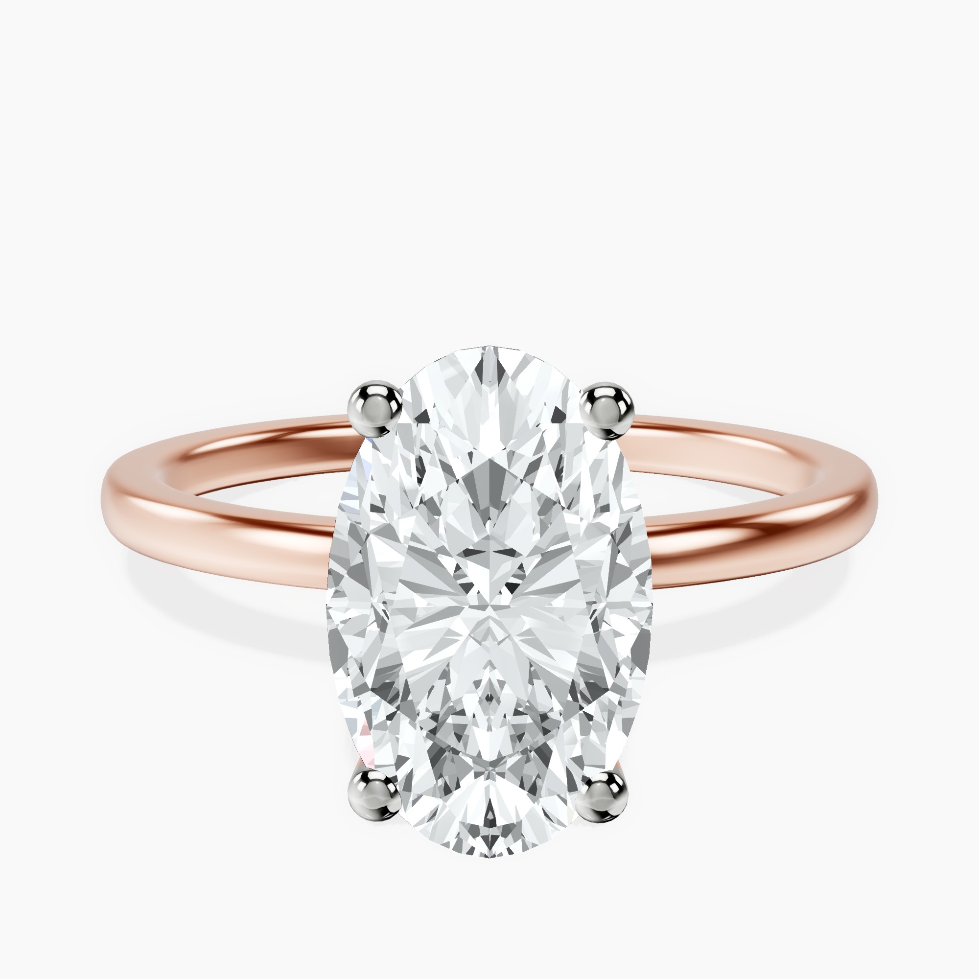 2.44 ct. oval Four Prong Ring in 18kt rose gold rtr top