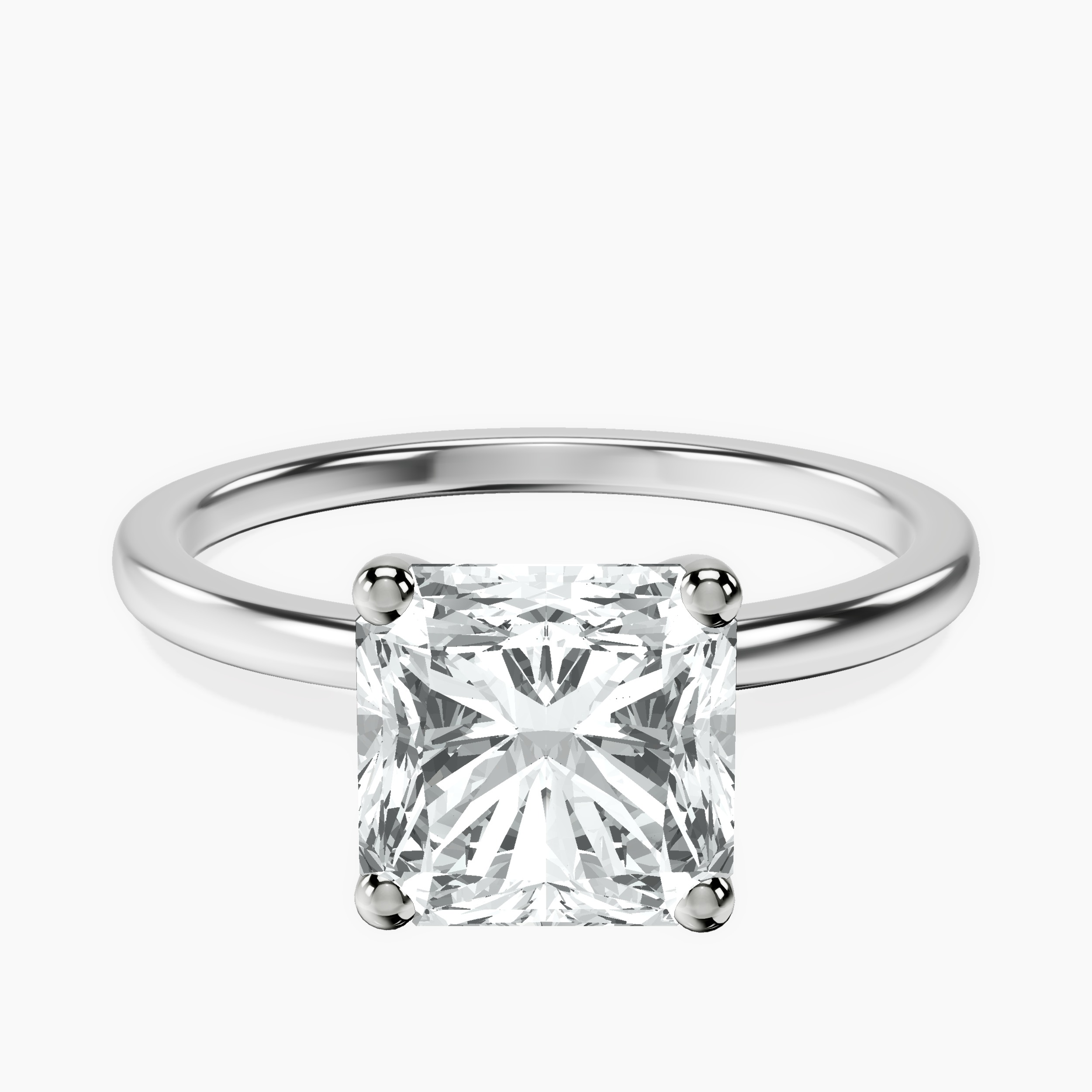 10kt White Gold Four Prong Solitaire 1.5mm Lab Diamond Ring front image