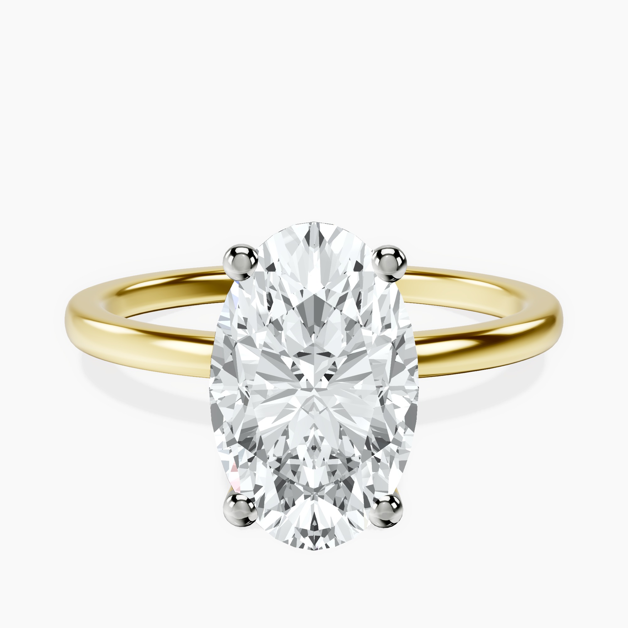 2.40 ct. oval Four Prong Ring in 10kt yellow gold rtr top