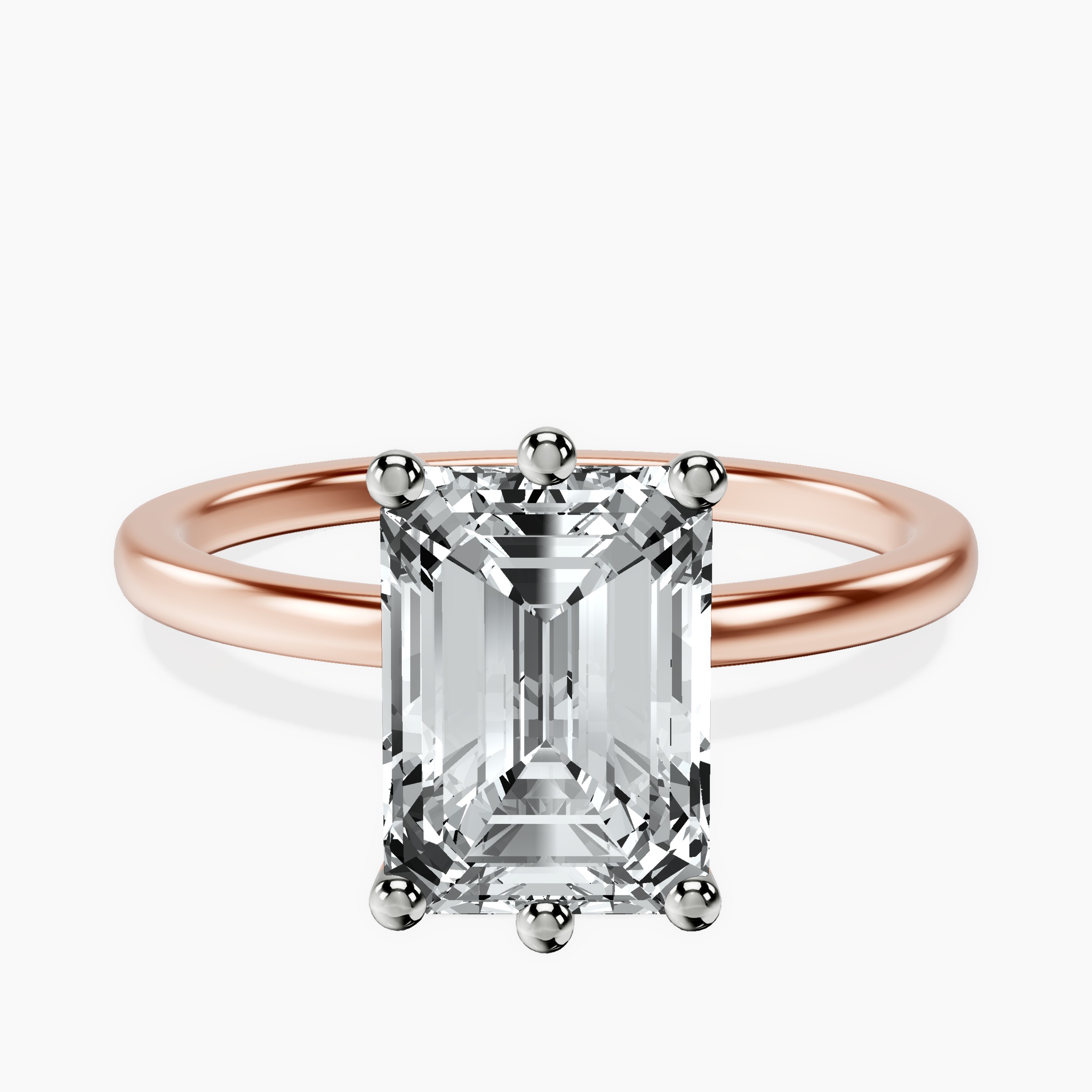 2.91 ct. emerald Six Prong Ring in 10kt rose gold rtr top