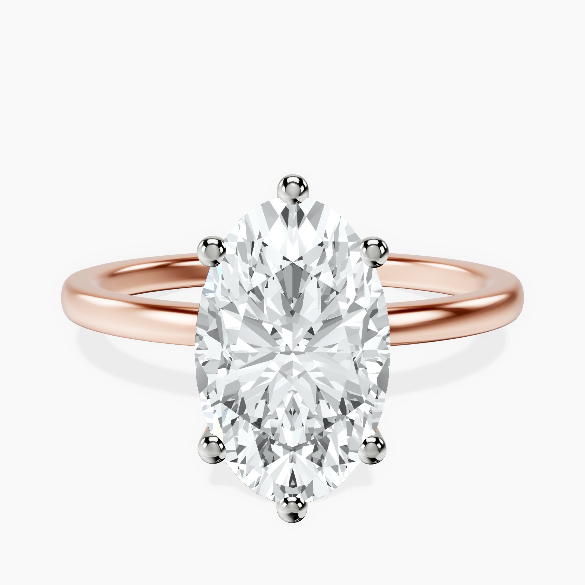2.40 ct. oval Six Prong Ring in 14kt rose gold rtr top