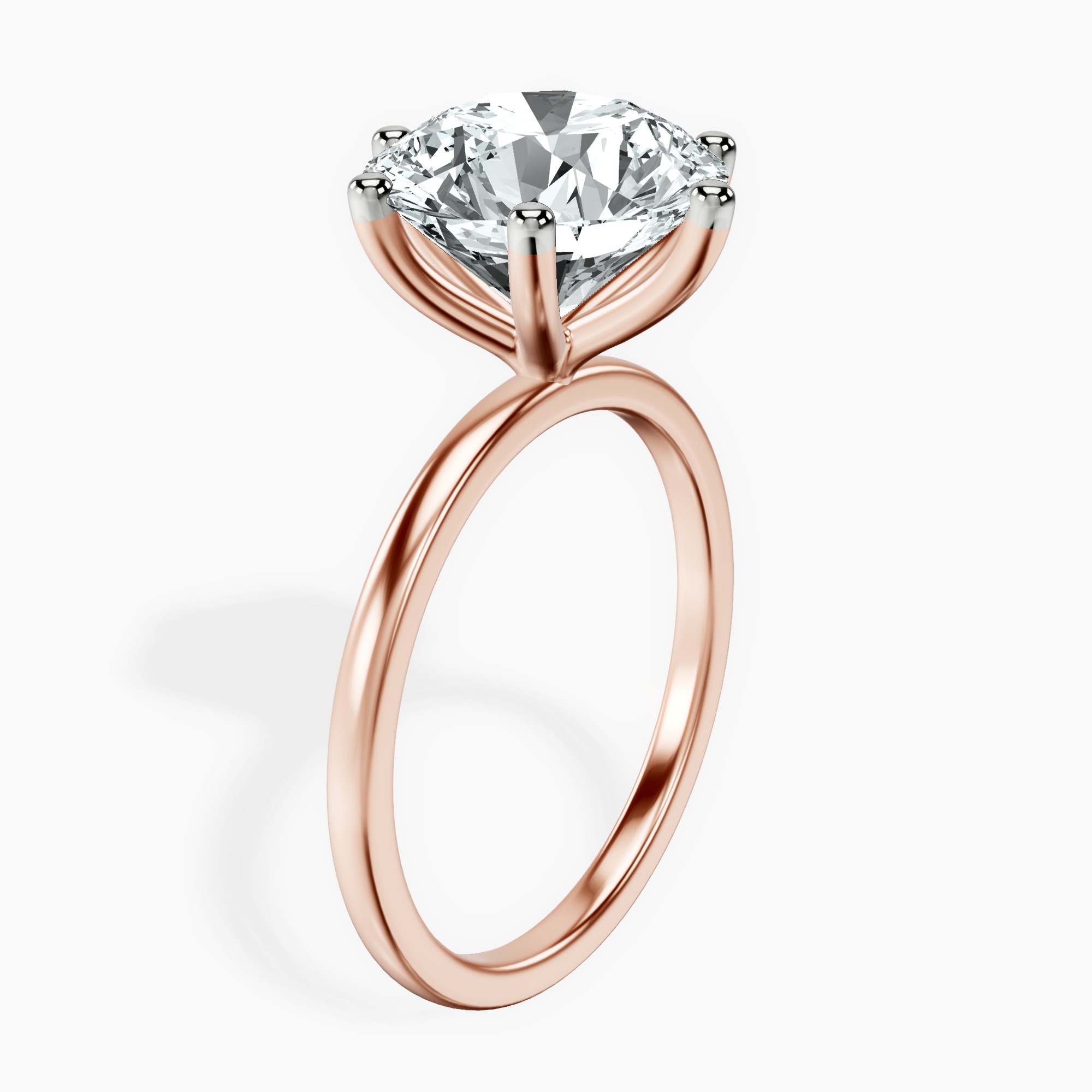 18kt Rose Gold Six Prong Solitaire 1.5mm Lab Diamond Ring standing product image one