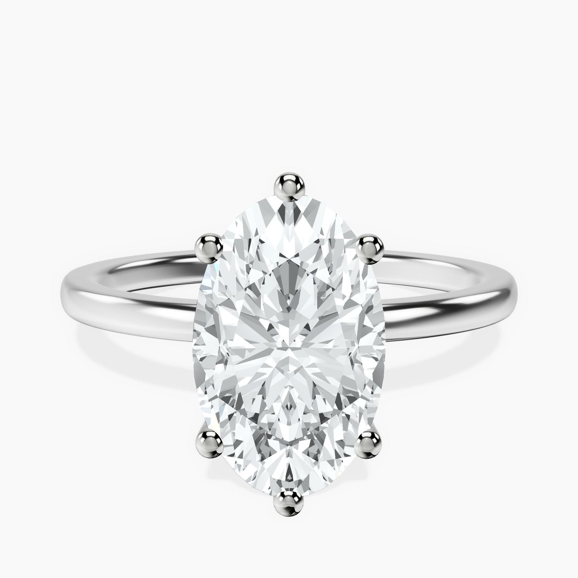 2.40 ct. oval Six Prong Ring in 18kt white gold rtr top