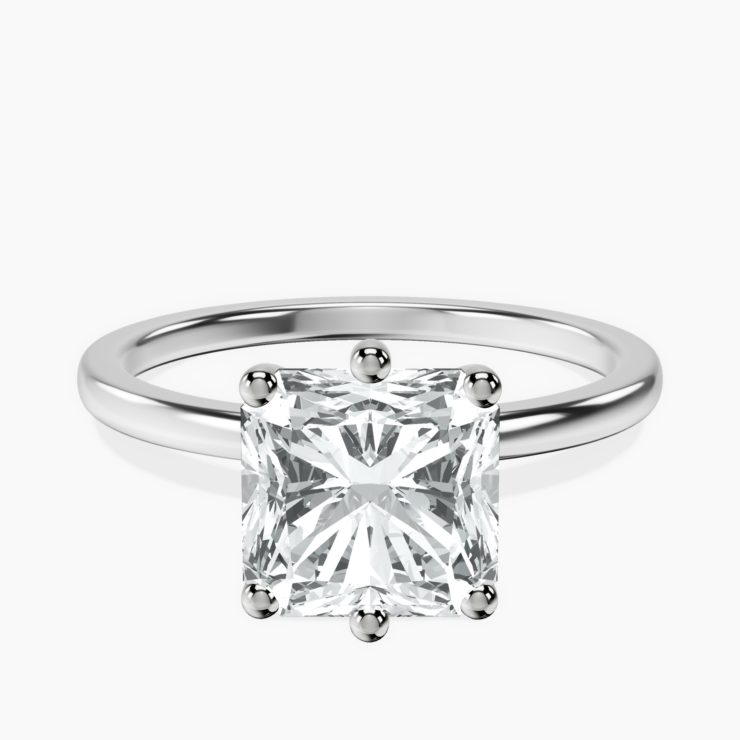 10kt White Gold Six Prong Solitaire 1.5mm Lab Diamond Ring front image