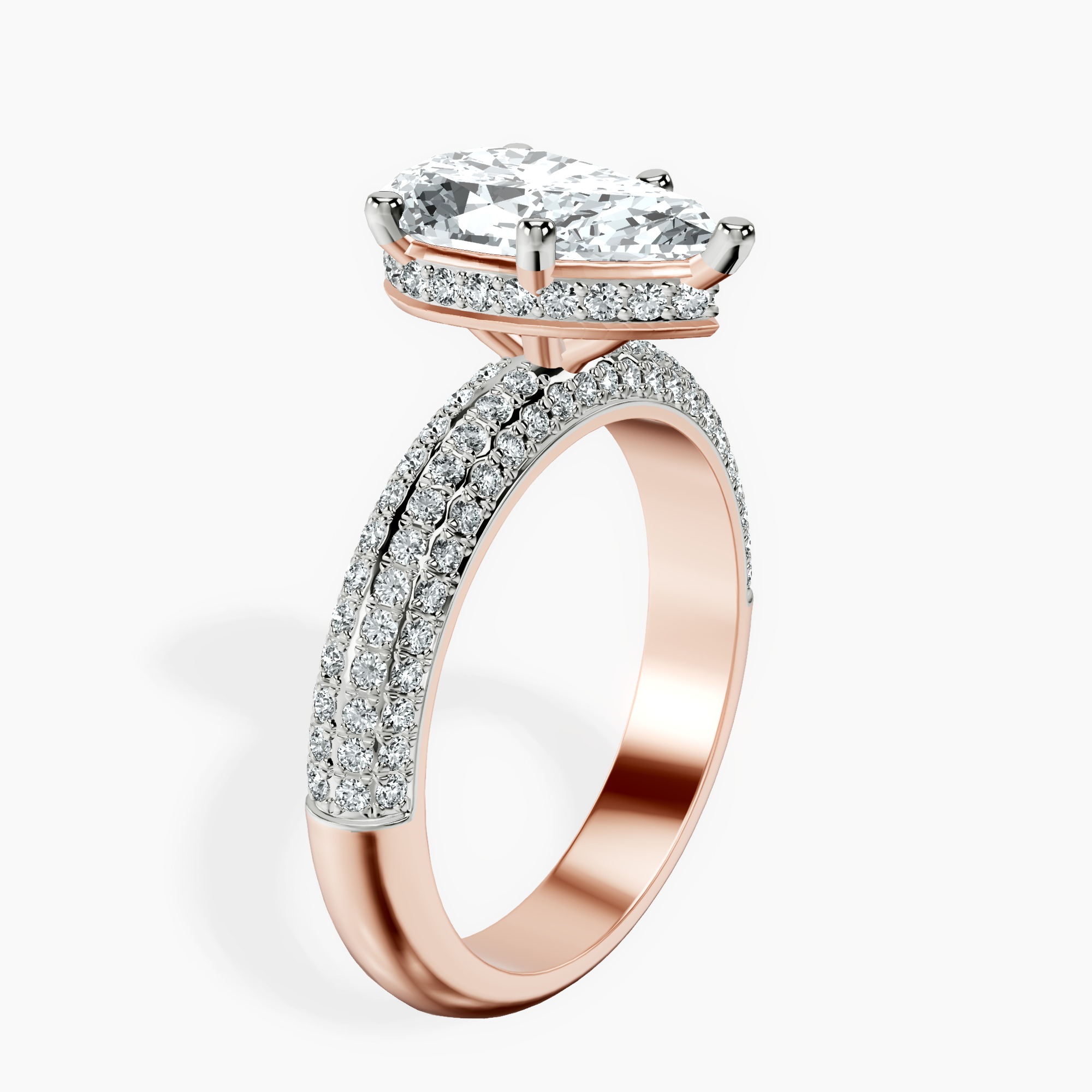 2.96 ct. pear Casimer Secret Halo Ring in 10kt rose gold standing product image one