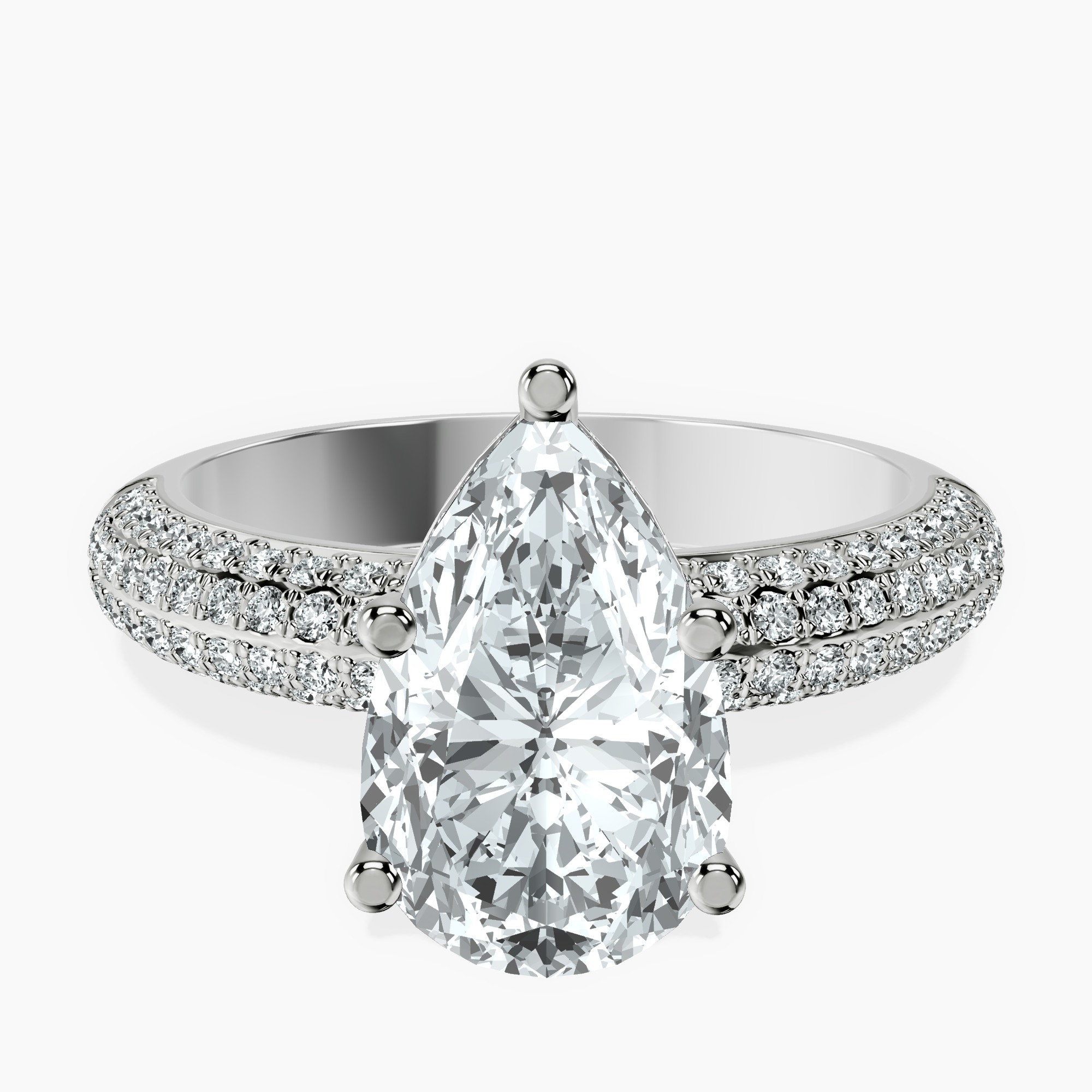 2.96 ct. pear Casimer Secret Halo Ring in 14kt white gold rtr top