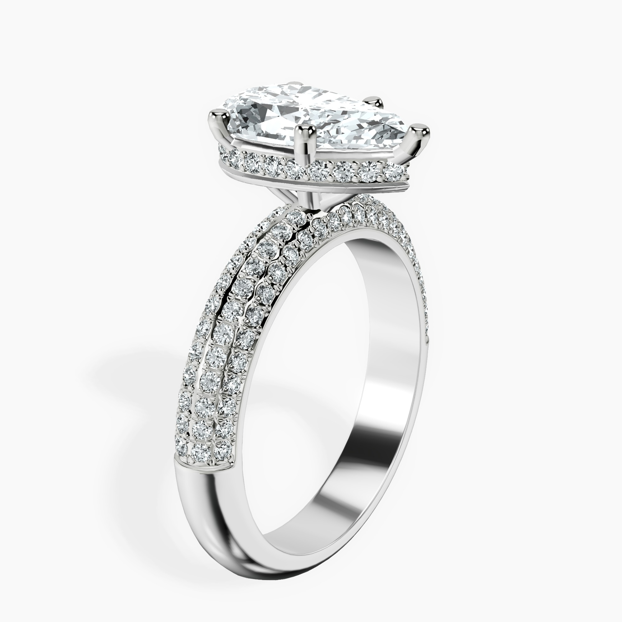 2.96 ct. pear Casimer Secret Halo Ring in 14kt white gold standing product image one