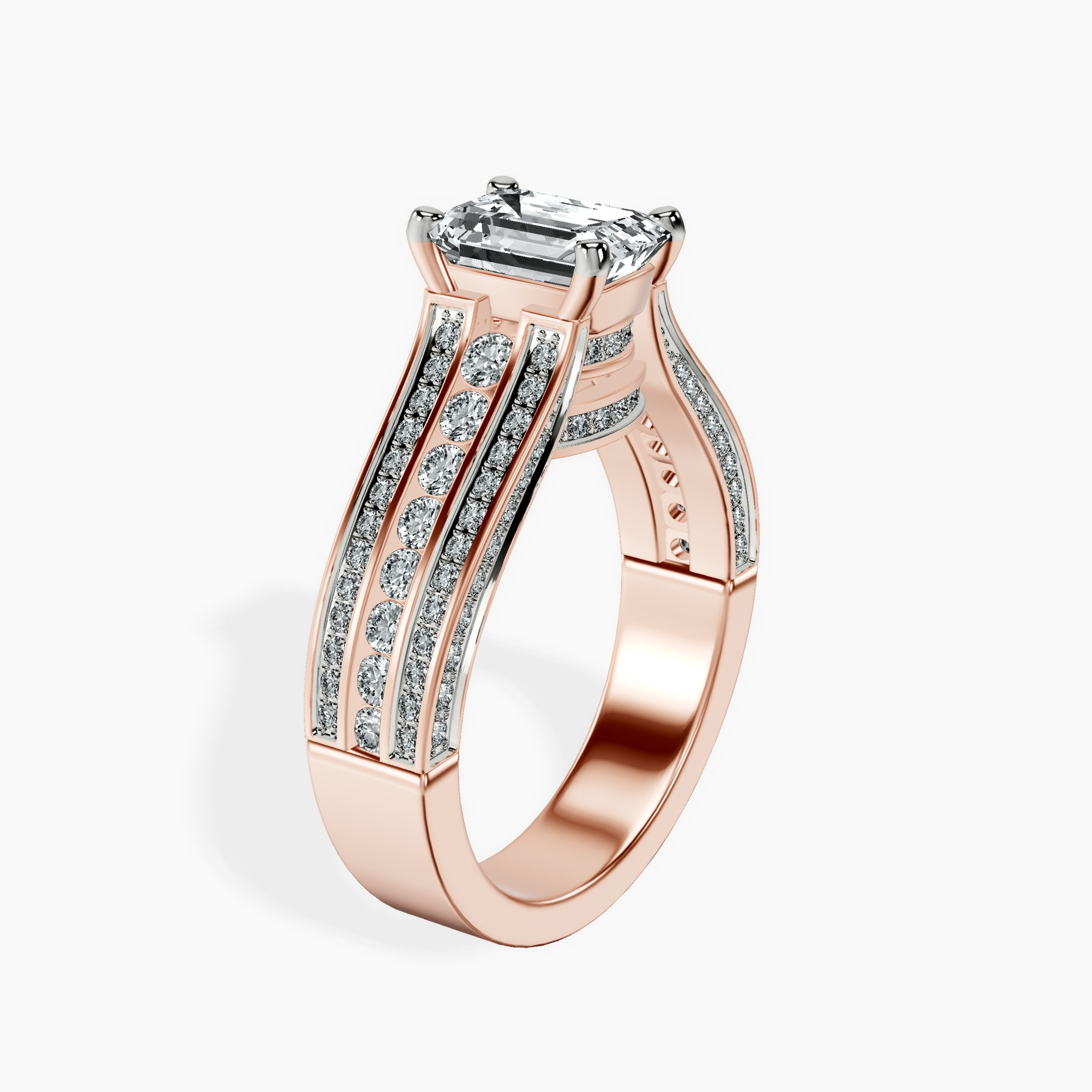2.16 ct. emerald Idris Secret Halo Ring in 10kt rose gold standing product image one