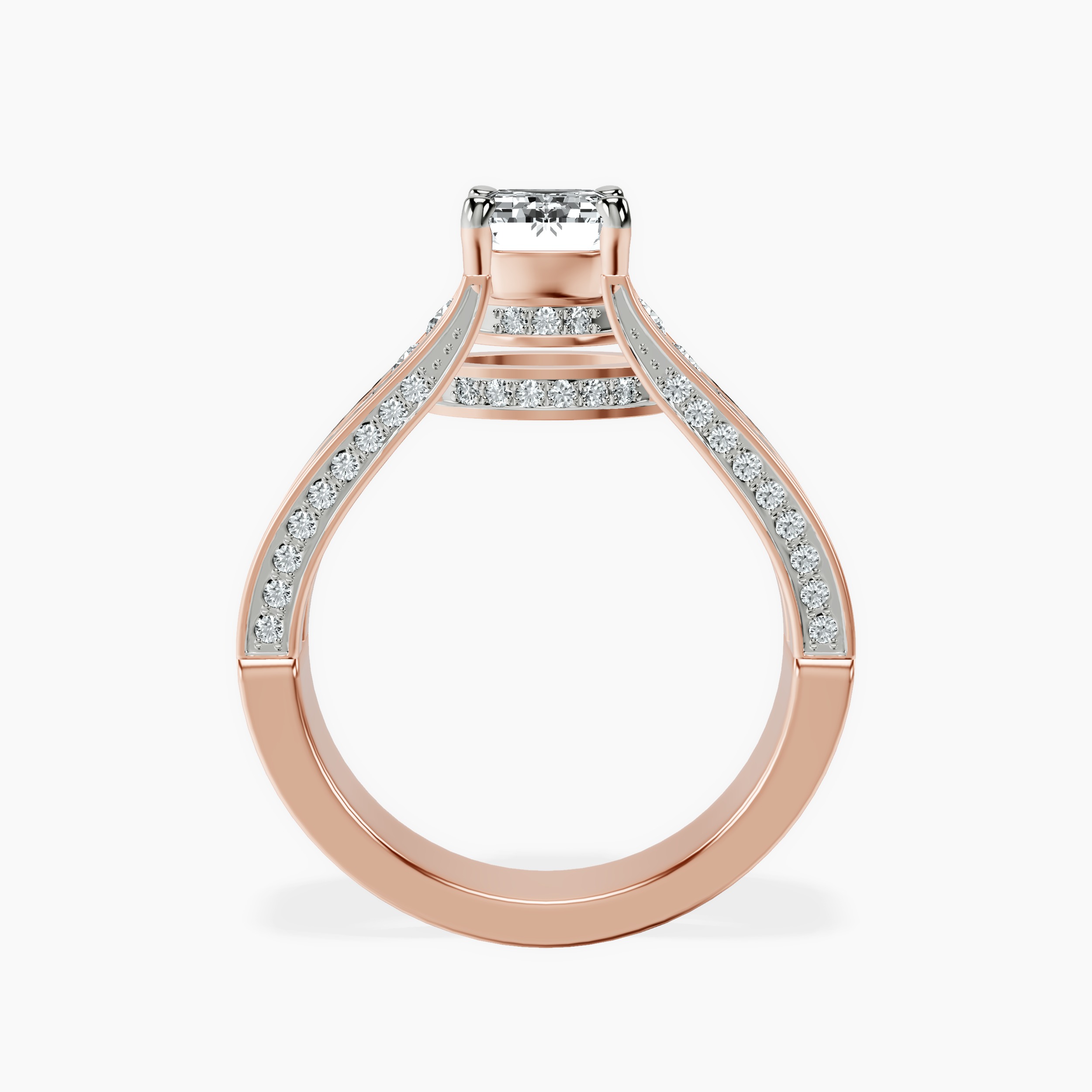 2.16 ct. emerald Idris Secret Halo Ring in 10kt rose gold side right image one
