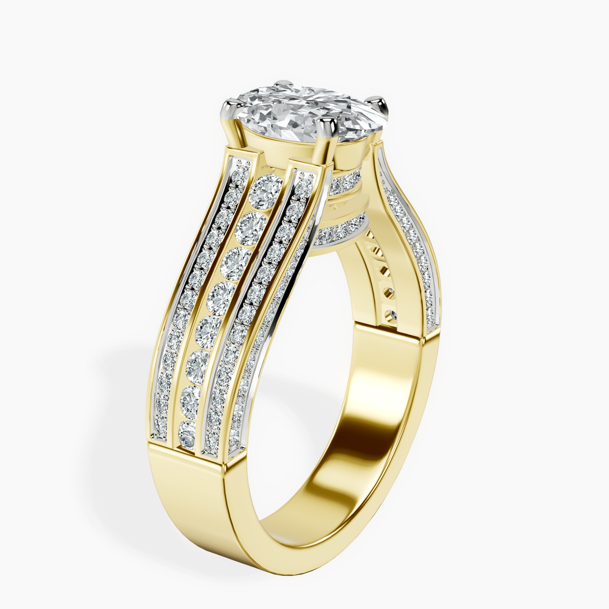1.46 ct. oval Idris Secret Halo Ring in 14kt yellow gold standing product image one